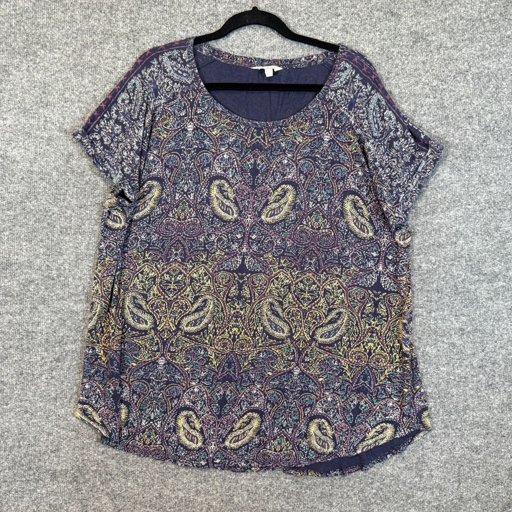 Lucky Brand Lucky Brand Shirt Womens 2X Blue Paisley Floral Tshirt Bohemian Flowy Size XXL / US 16-18 / IT 52-54 - 2 Thumbnail