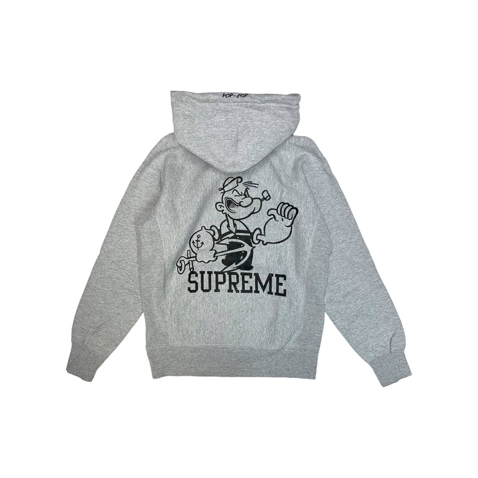 image of Supreme Fw10 Popeye Hoodie in Grey, Men's (Size Small)