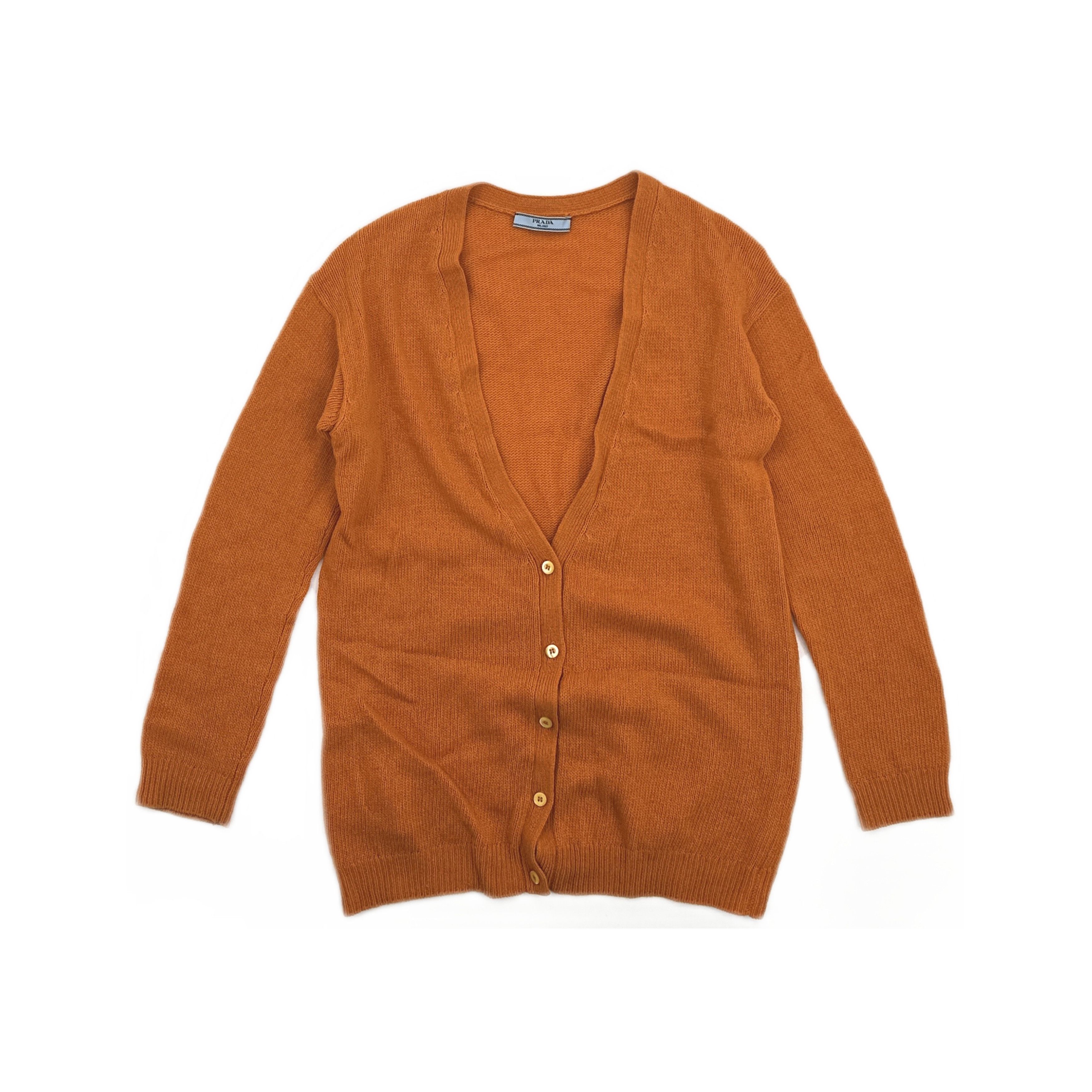 Prada Prada Orange V-Neck Cardigan Size 40 Size S / US 4 / IT 40 - 1 Thumbnail