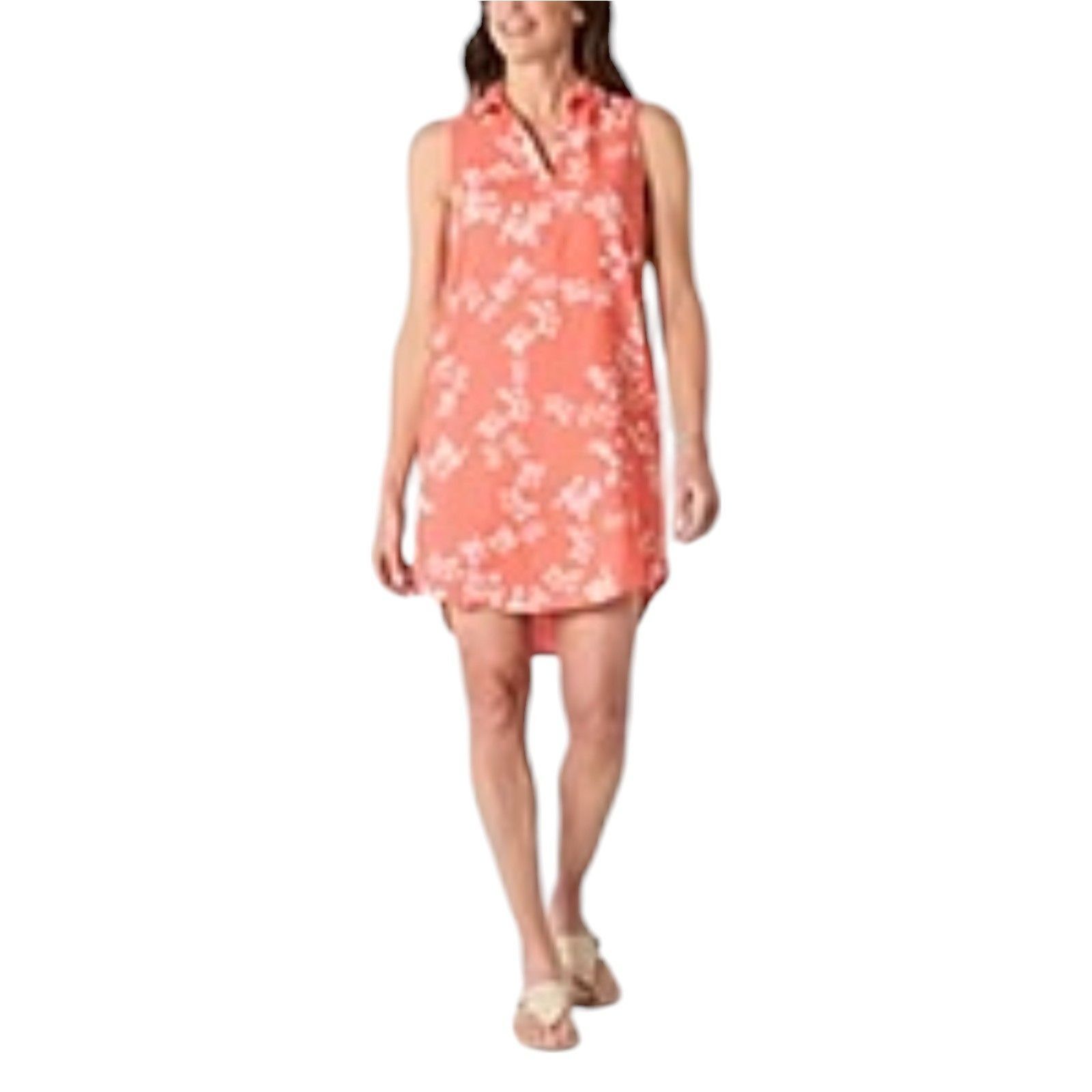 Other ST. John's Bay - Women's Loose Sleeveless Dress - Orange Flo Size M / US 6-8 / IT 42-44 - 3 Thumbnail