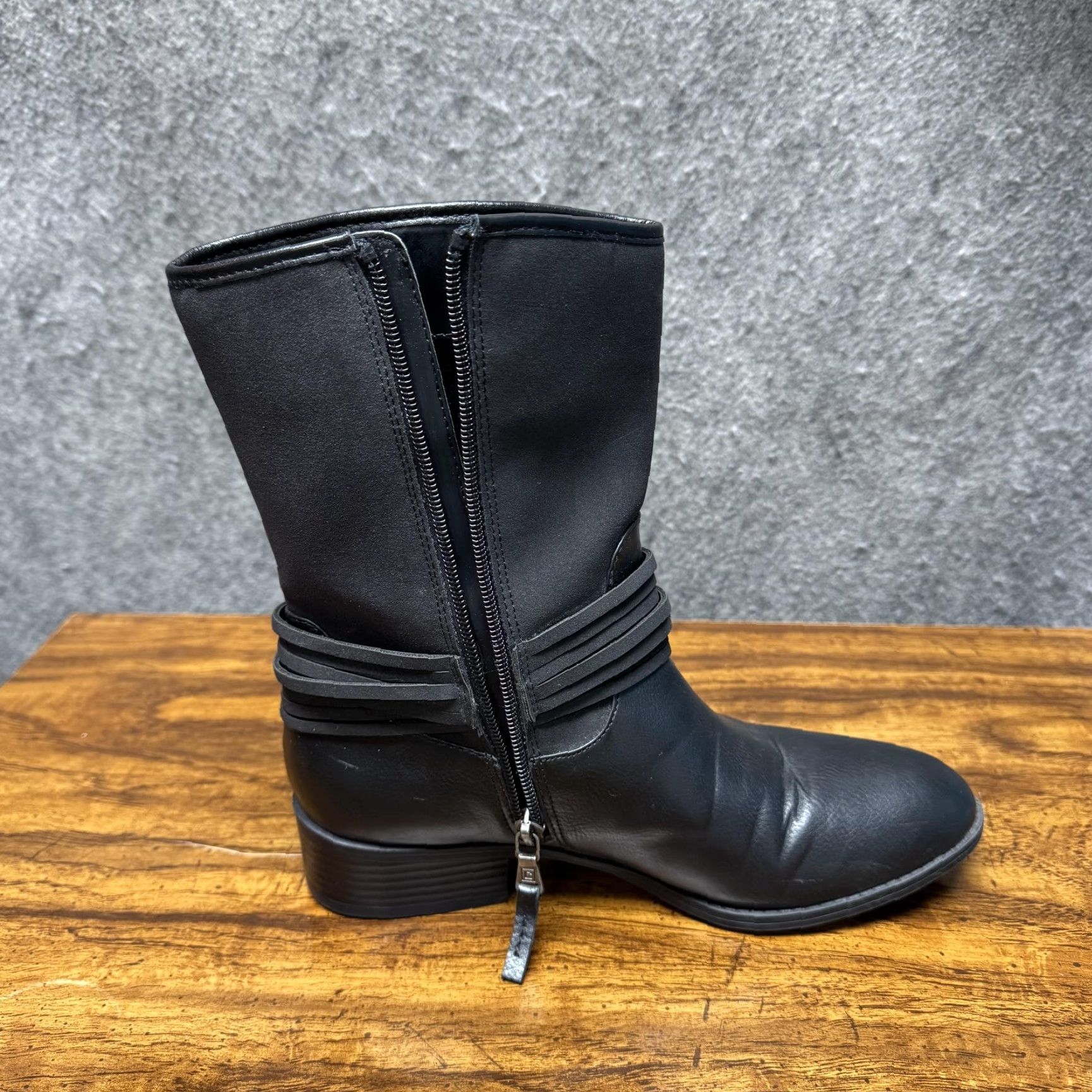 Chaps Chaps Gari Boots Womens 8 Black Mid Calf Riding Strap Buckle Zip Low Heel Size US 8 / IT 38 - 4 Thumbnail