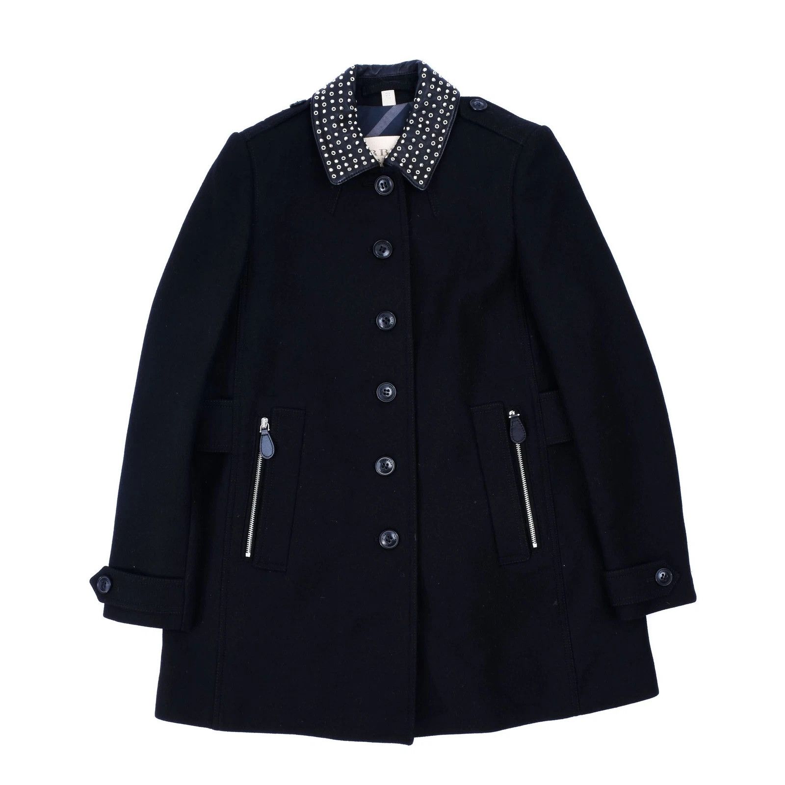 Burberry Women's Burberry Brit Studded Collar Wool Blend Peacoat Size S / US 4 / IT 40 - 1 Thumbnail