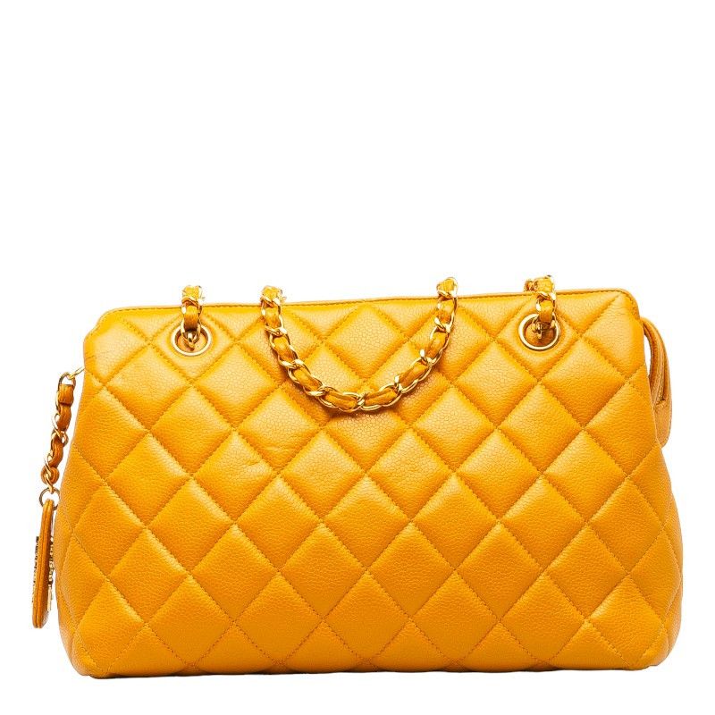Chanel Chanel Chanel Caviar Skin Gold Chain Shoulder Tote Leather Tote Bag in Very Good Condition Size ONE SIZE - 1 Thumbnail