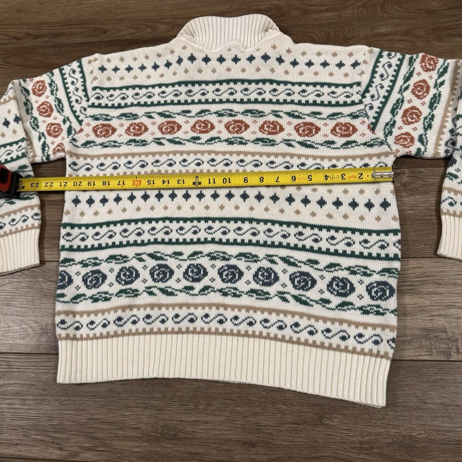 Other Vintage 80s Cricket Lane Knit Polo Sweater Striped Floral Size M / US 6-8 / IT 42-44 - 5 Thumbnail