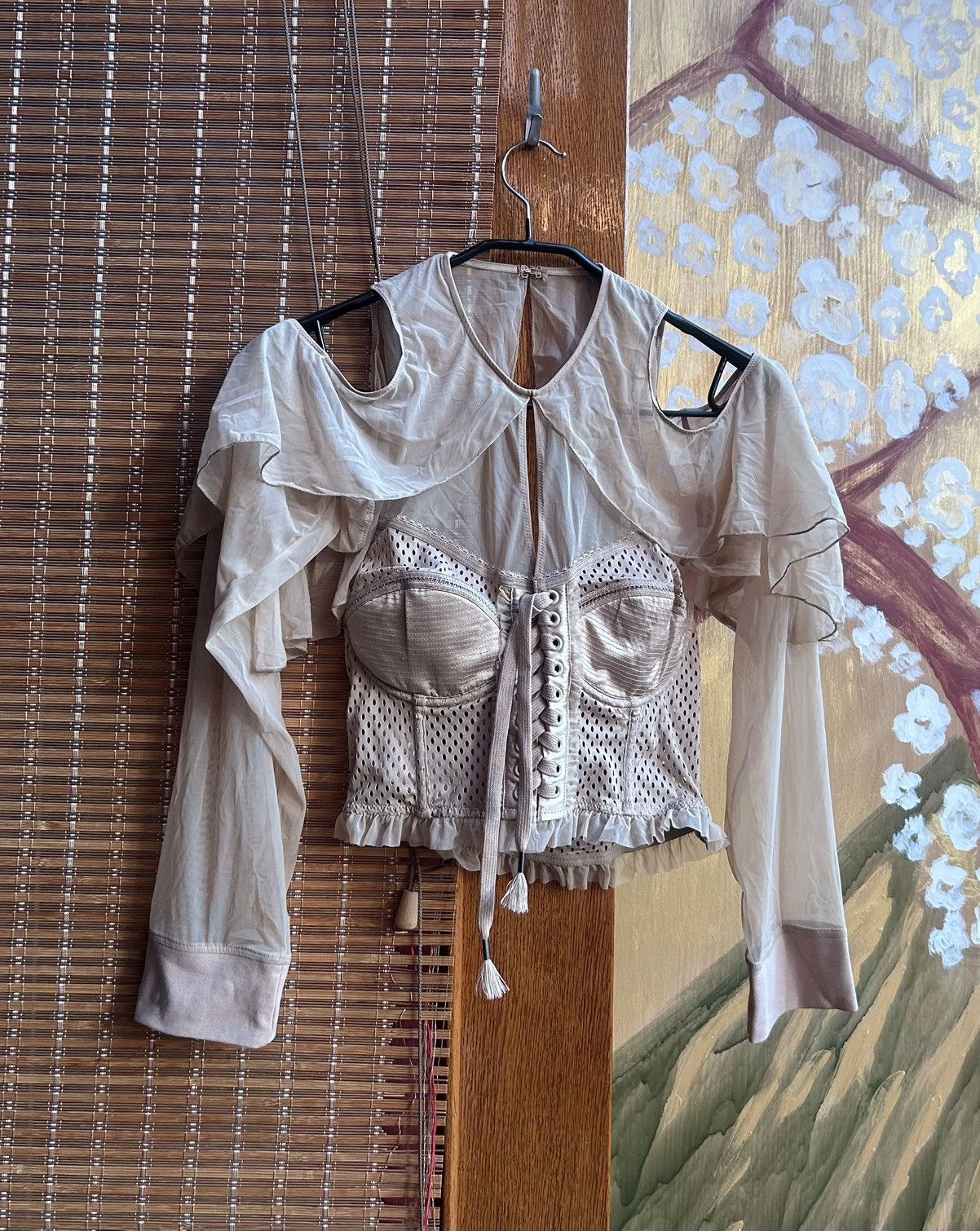 Fenty × Rihanna Puma x Rihanna Mesh Bustier Top Lace Up Corset With Sleeves Size L / US 10 / IT 46 - 1 Thumbnail