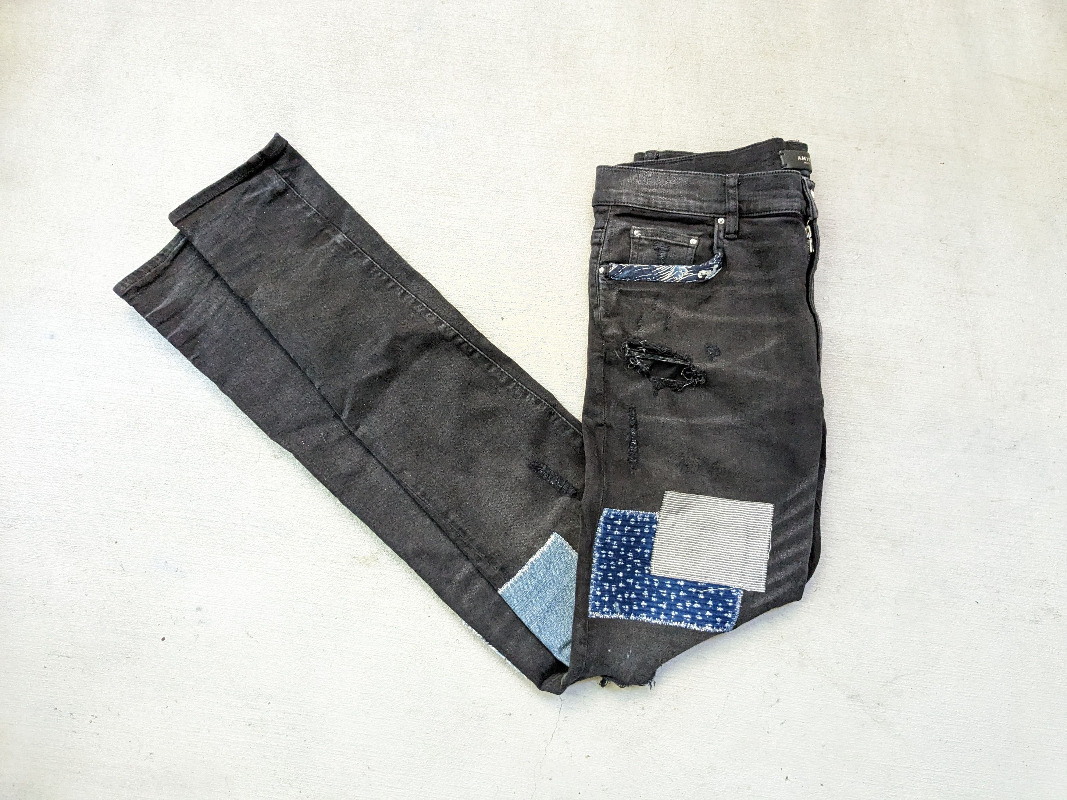 Amiri AMIRI Japanese Repair Denim Jeans Black Size 36 x 35 Slim Size US 36 / EU 52 - 15 Thumbnail