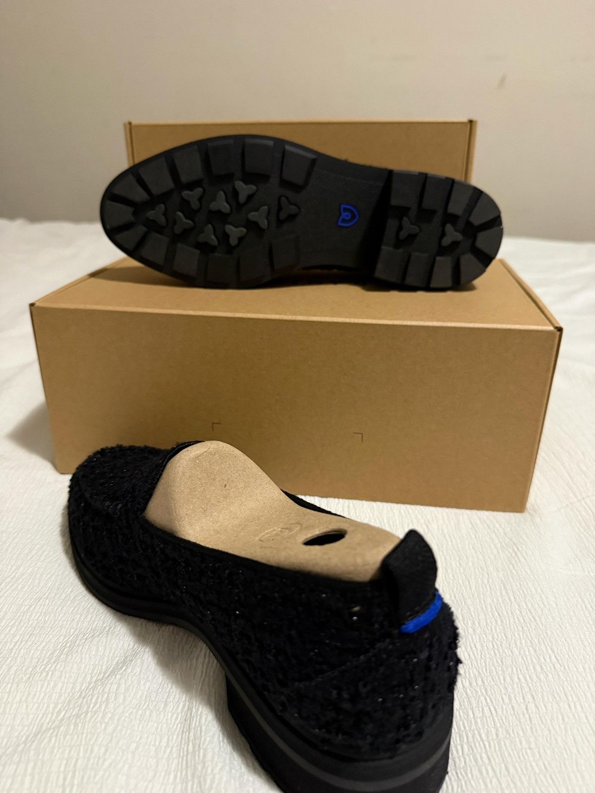 Rothy's The Lug Loafer in Black Bouclé Size US 8 / IT 38 - 2 Thumbnail