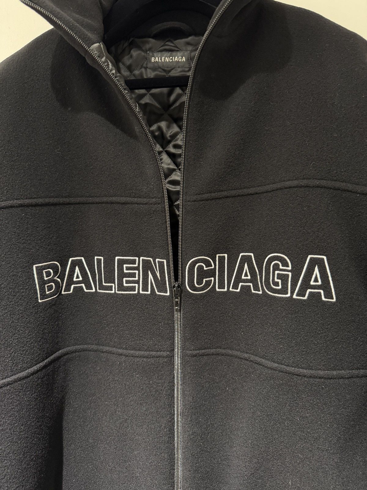 Balenciaga Balenciaga Logo Virgin Wool Fleece Zip-Up Sweatshirt Size US L / EU 52-54 / 3 - 2 Thumbnail