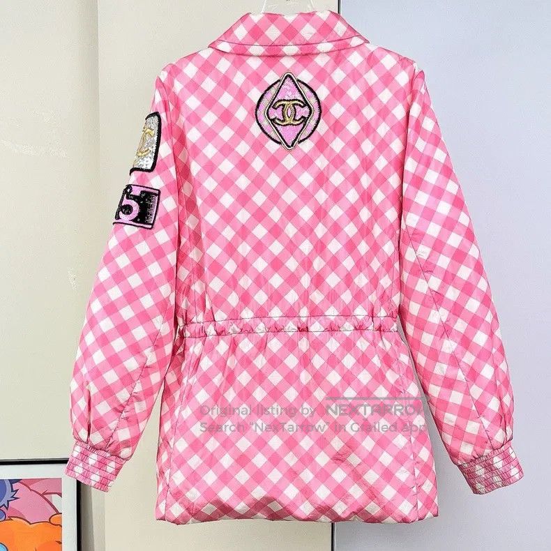 Chanel Chanel 23C pink and white plaid logo waist jacket Size XS / US 0-2 / IT 36-38 - 4 Thumbnail