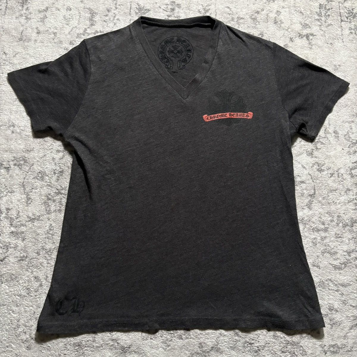 Chrome Hearts Chrome Hearts Gray V-Neck Short Sleeve T-Shirt | Grailed