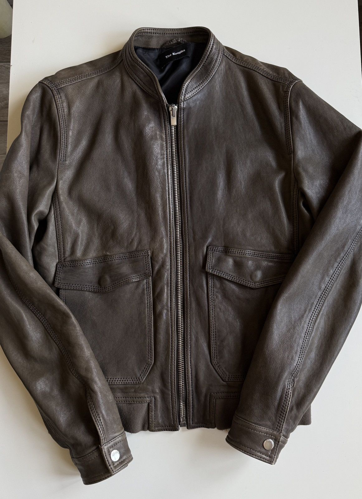 The Kooples Dark Olive Green Kooples Leather Jacket Size US S / EU 44-46 / 1 - 1 Thumbnail