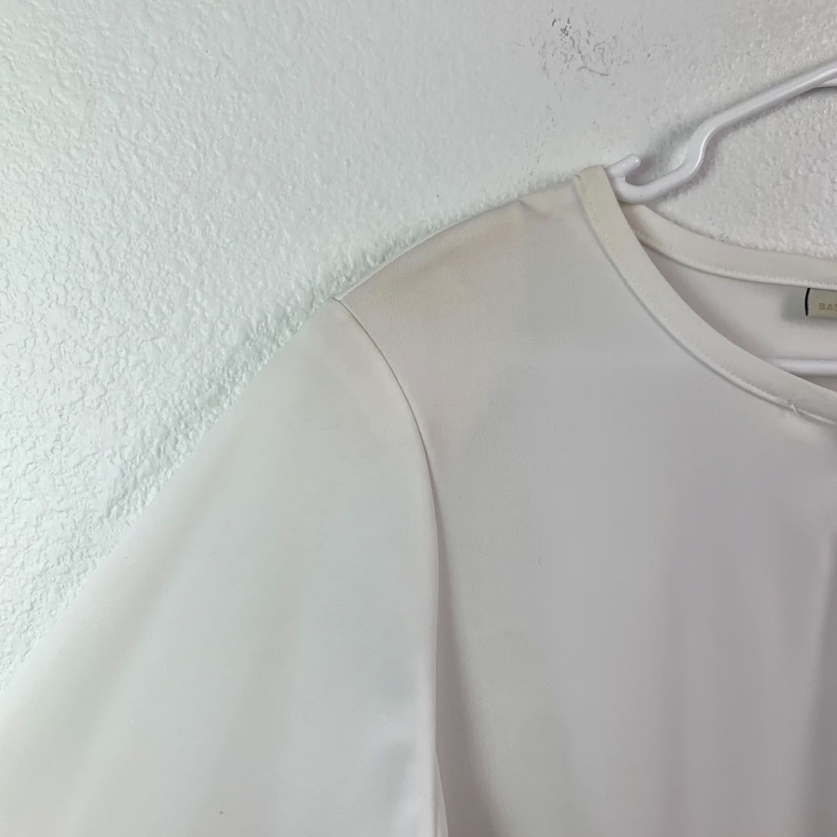 Equipment VINTAGE Basic Equipment White Blouse Shirt XL Women’s Long Sleeve Round Neck Pullover Casual Sheer with Shoulder Pads Size XL / US 12-14 / IT 48-50 - 2 Thumbnail