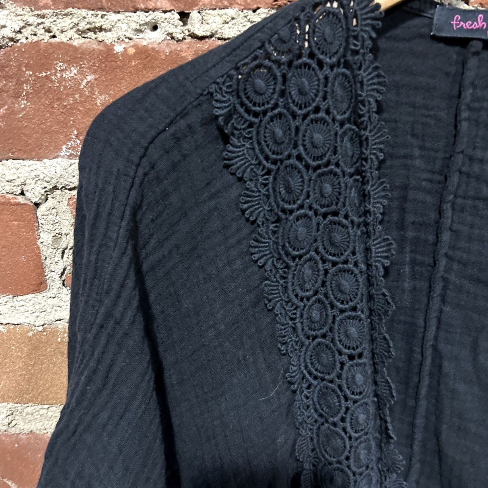 Vintage Fresh Produce Cardigan Sweater Women's One Size Black Cotton Open Front Size ONE SIZE - 3 Thumbnail
