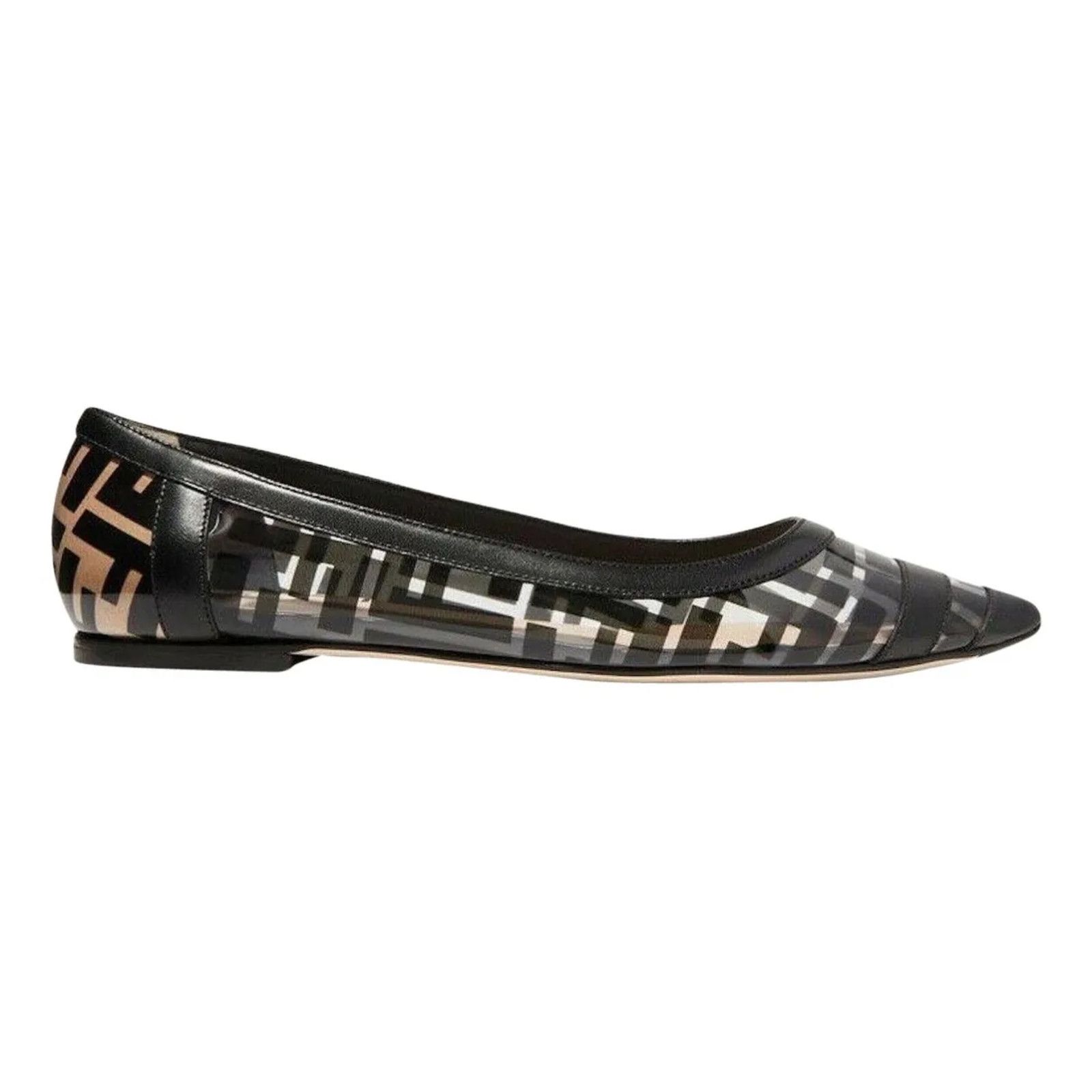 Fendi Fendi Black PVC Colibri Clear Leather Pointed Ballerina Size US 6 / IT 36 - 1 Thumbnail