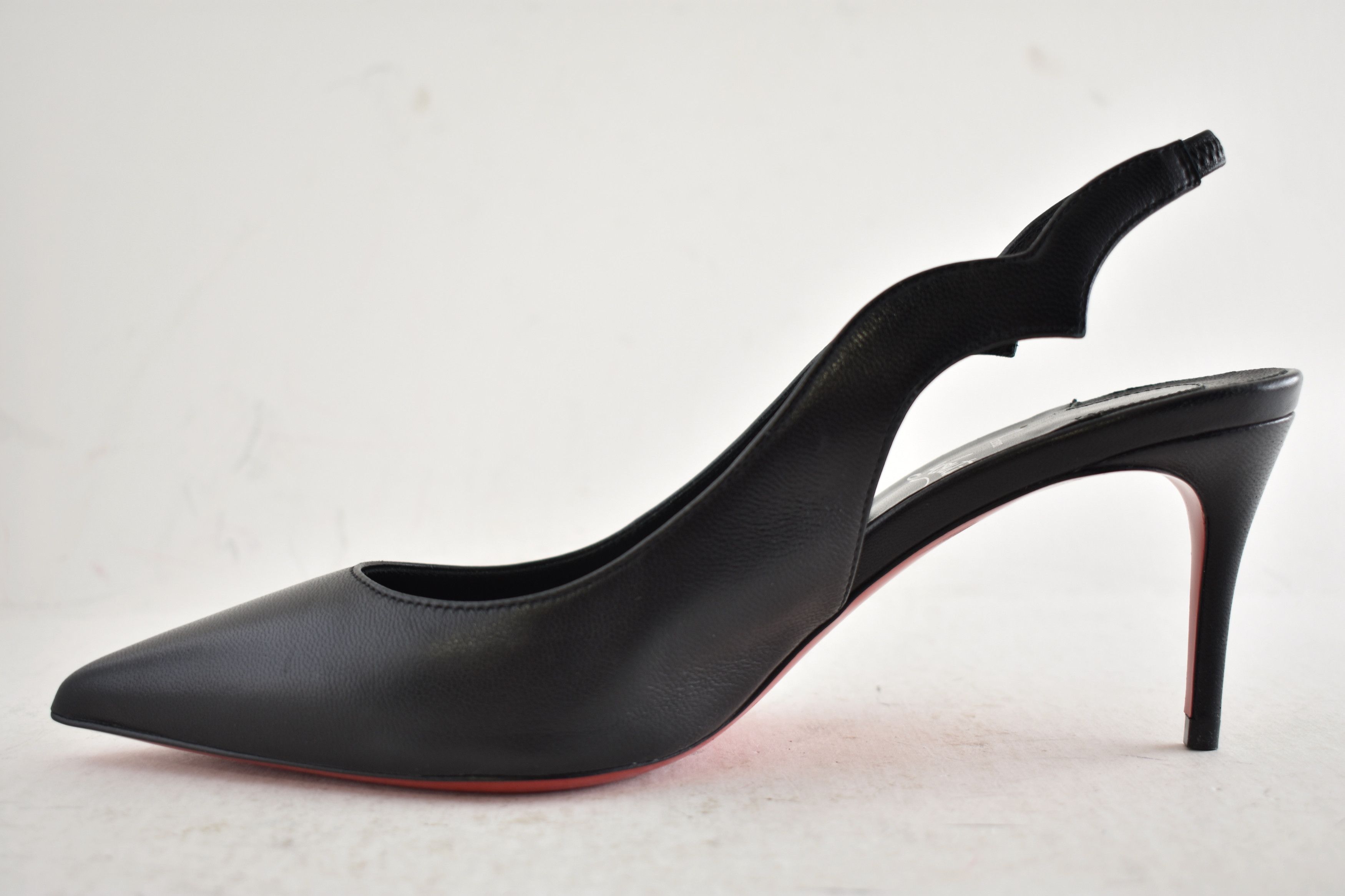 Christian Louboutin Hot Chick Sling 70 Black Nappa Leather Low Heel Pump 36.5 Size US 6.5 / IT 36.5 - 10 Thumbnail