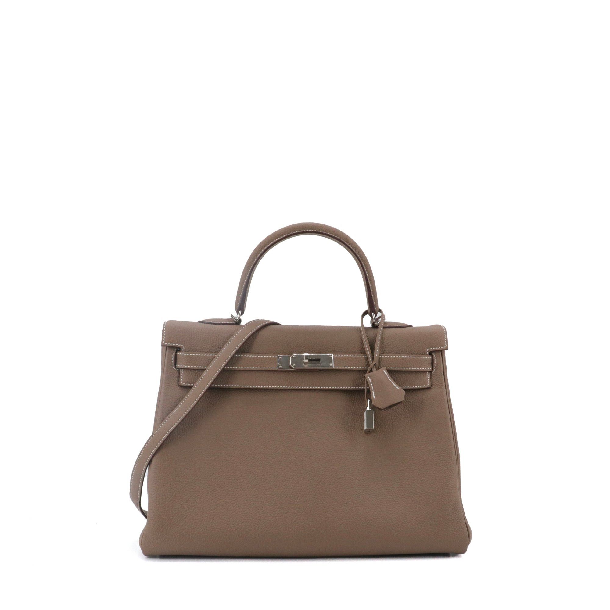 Hermes HERMÈS - Hermès Kelly 35 handbag in etoupe togo leather Size ONE SIZE - 1 Thumbnail