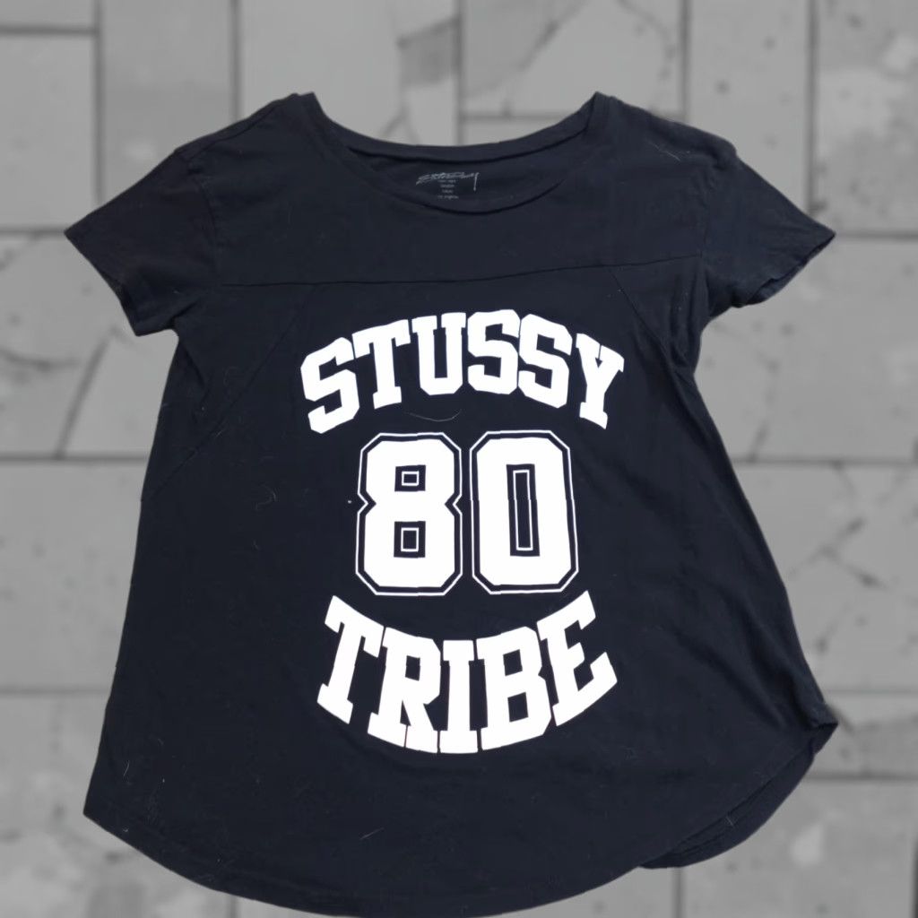 Vintage Stussy Shirt Womens Small Black 80 Tribe Curved Hem Size S / US 4 / IT 40 - 1 Thumbnail