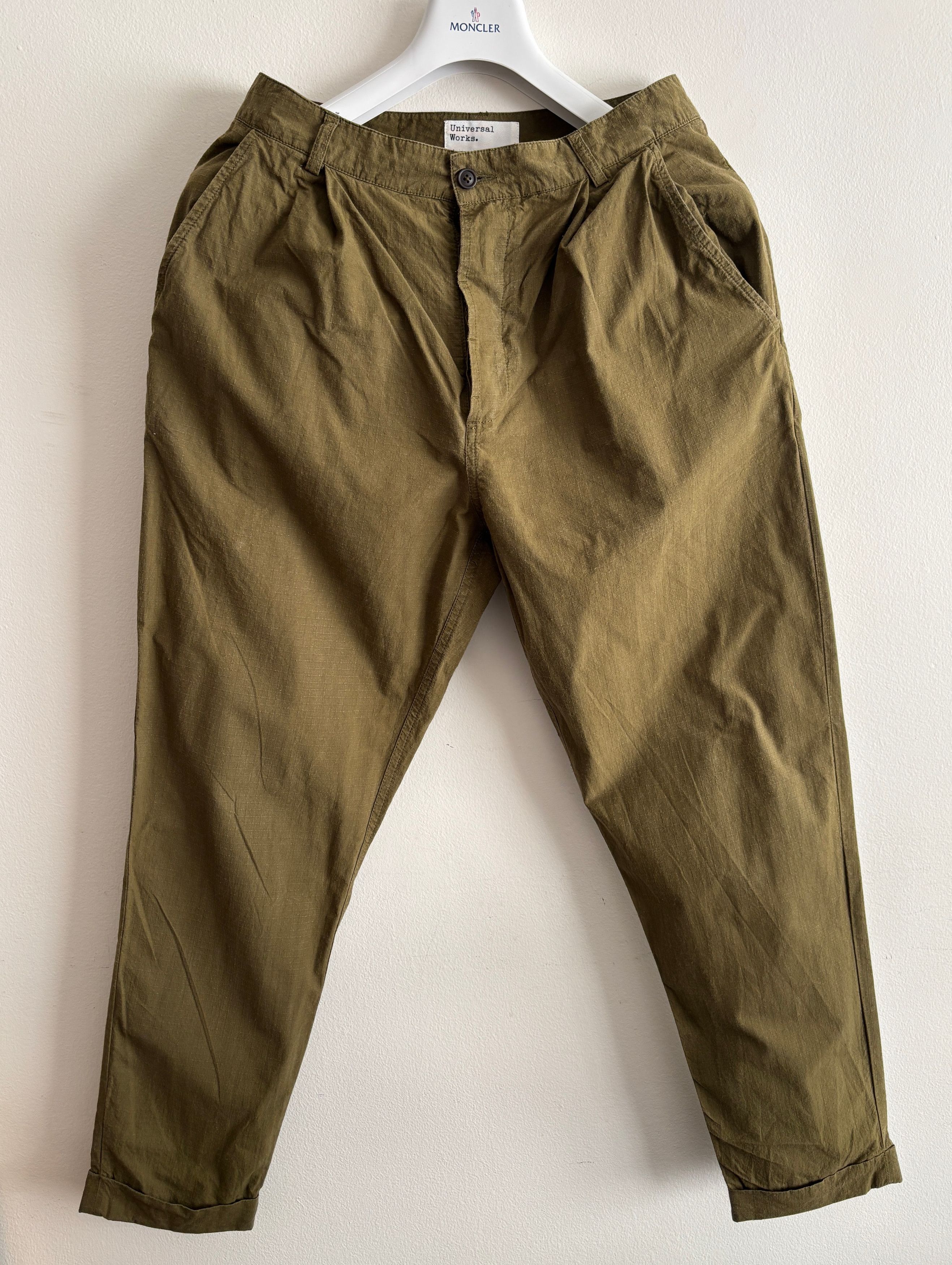 Universal Works $215 Olive Green Cotton Pleated Ripstop Pants - 30 Size US 30 / EU 46 - 1 Thumbnail