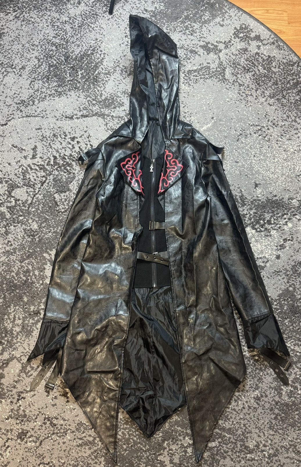 Pre-owned Avant Garde X If Six Was Nine Y2k Assassin Gothic Opium Hearts Style Leather Style Jaket In Black