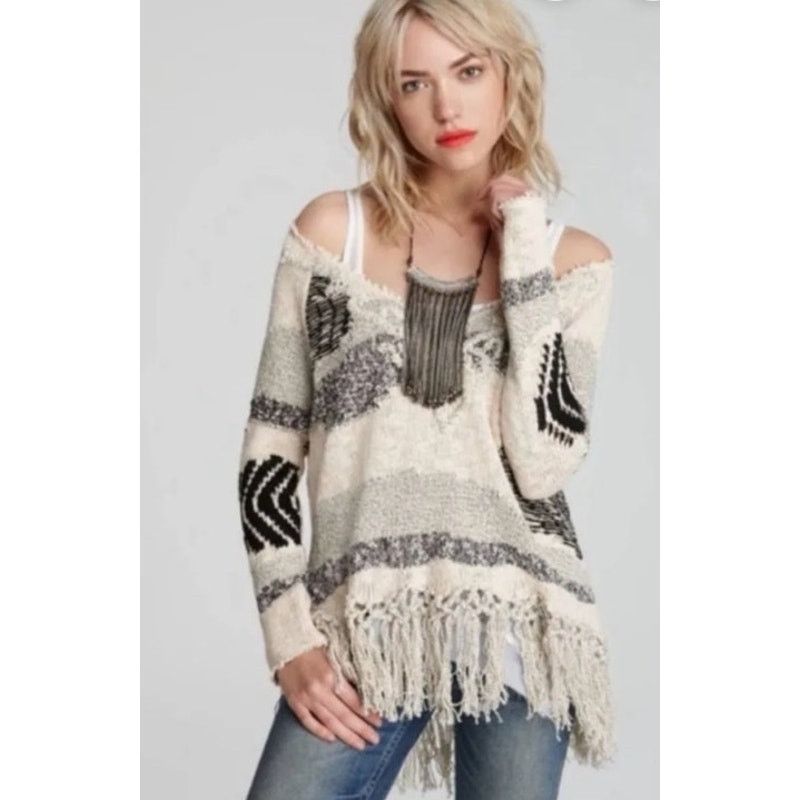 Free People Free People Patchwork Landscape Boho Fringe Sweater, S Size S / US 4 / IT 40 - 1 Thumbnail