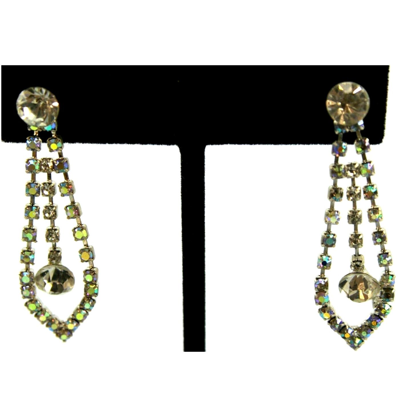 Other Aurora Borealis Earrings Round Cut • 1-3/4" Dangle • Pierced Size ONE SIZE - 1 Thumbnail
