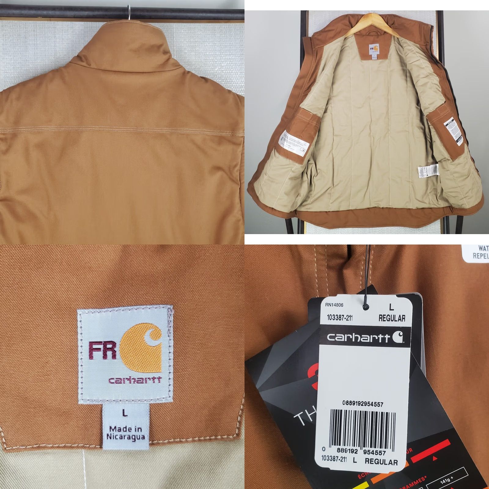 Carhartt Carhartt Vest Mens FR Flame Resistant Full Zip Quick Duck Canvas Rain Defender Insulated 3M Thinsulate L Beige Sandstone Khaki Size L Size US L / EU 52-54 / 3 - 8 Thumbnail