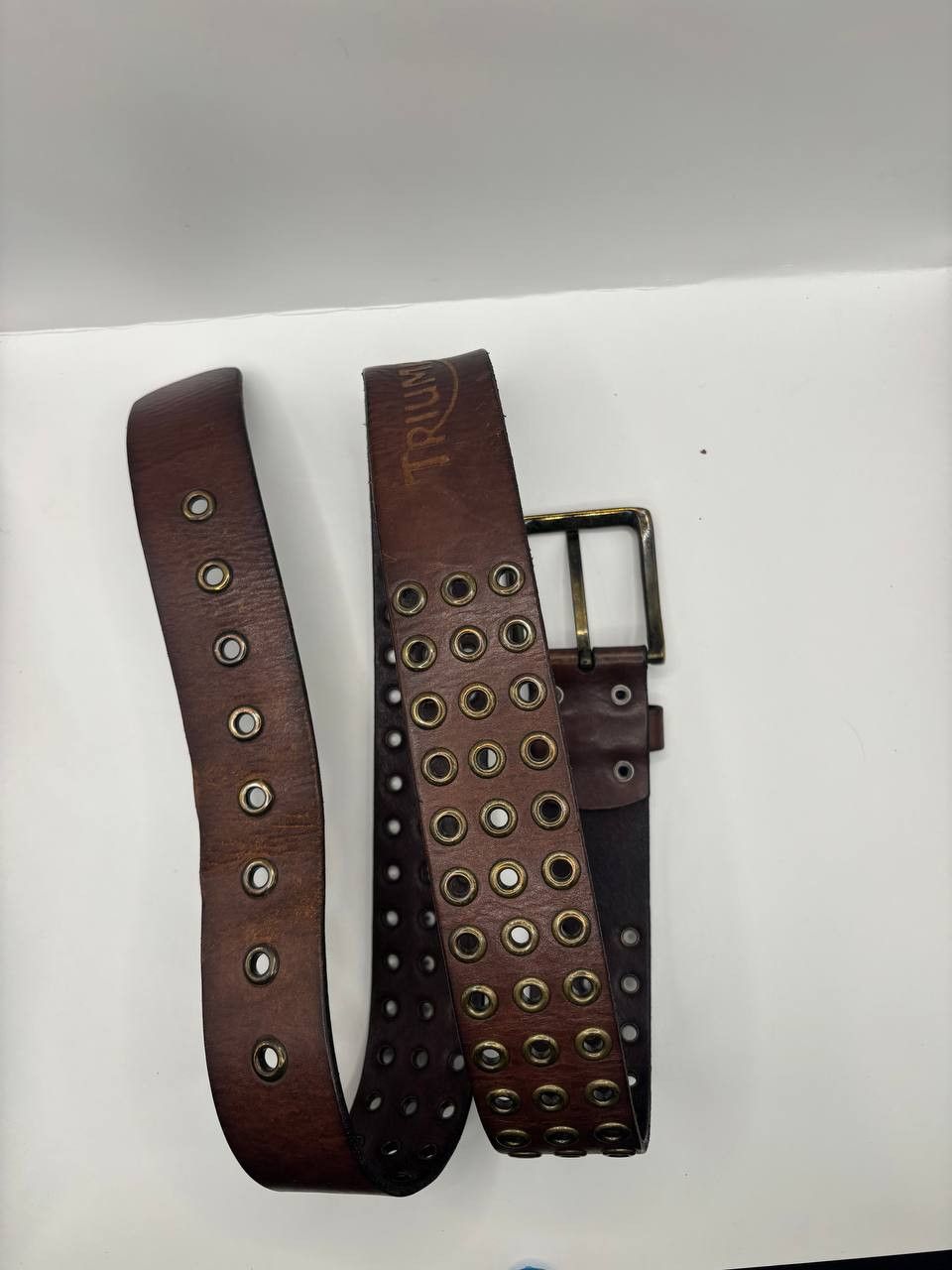 Vintage Triumph Genuine Leather Triple Grommet Biker Belt Size ONE SIZE - 5 Thumbnail