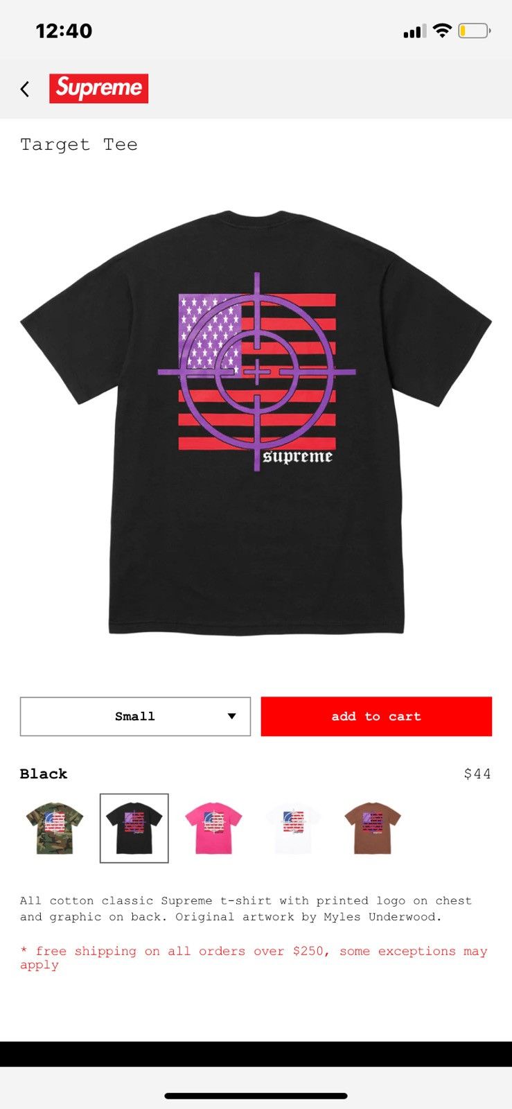 Supreme Surpreme target tee black Size US L / EU 52-54 / 3 - 1 Preview