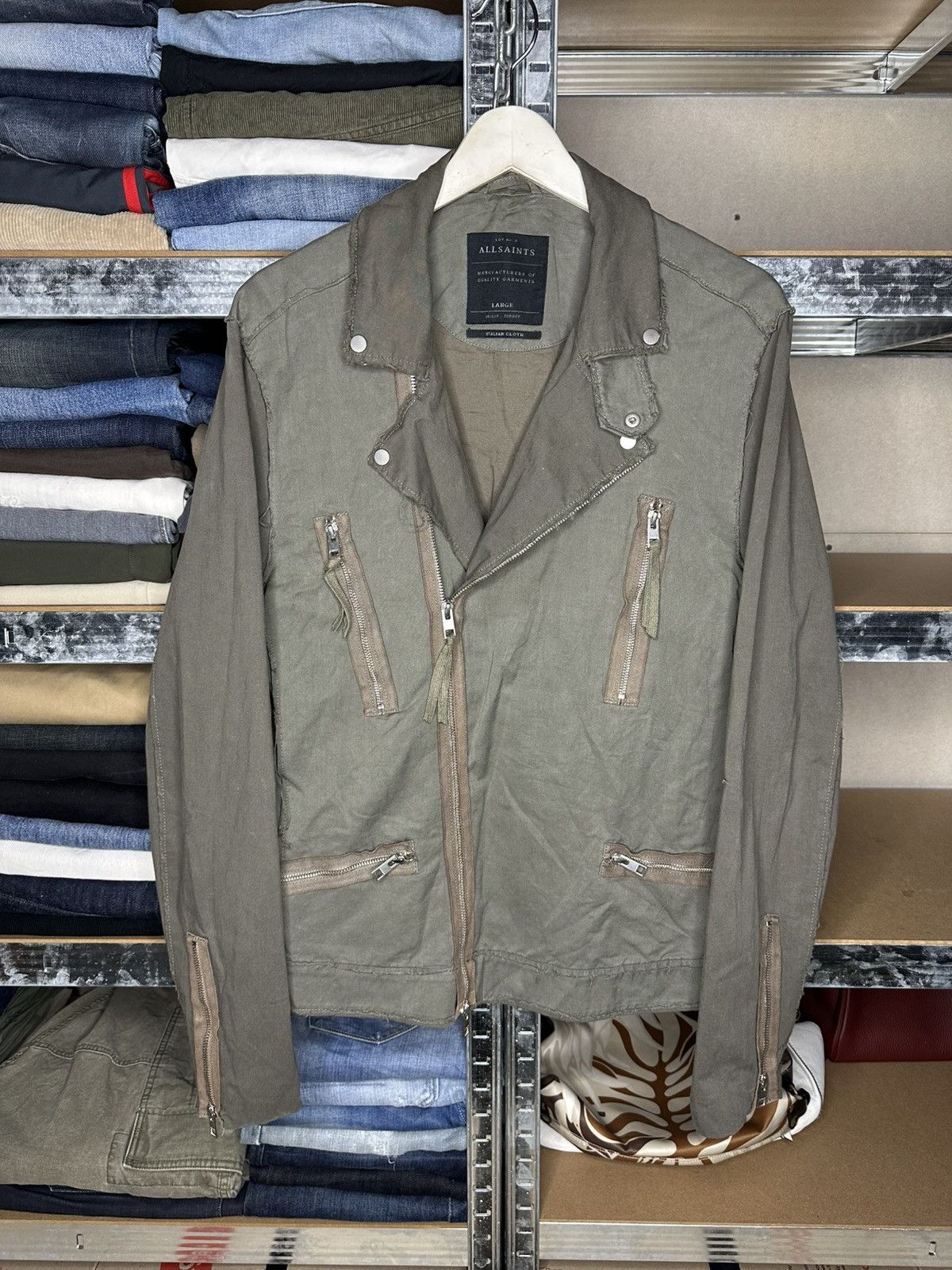 Allsaints AllSaints Hakusan Women Biker Jacket Linen Cotton Size L Size L / US 10 / IT 46 - 1 Thumbnail