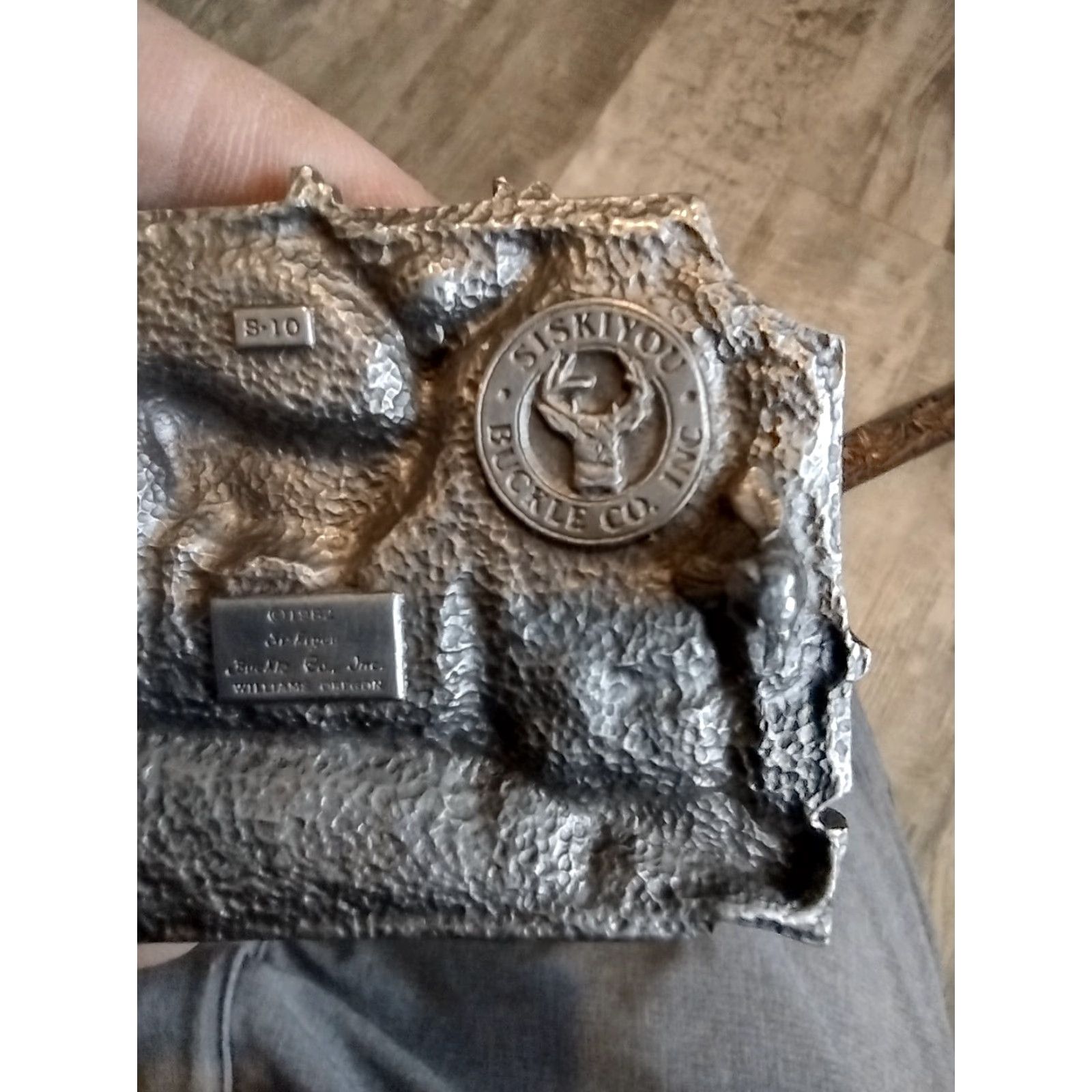 Hunter VINTAGE Siskiyou Leather Belt with S-10 Buckle 1980s Brown Deer Hunter Cowboy Western Mens Size ONE SIZE - 6 Thumbnail