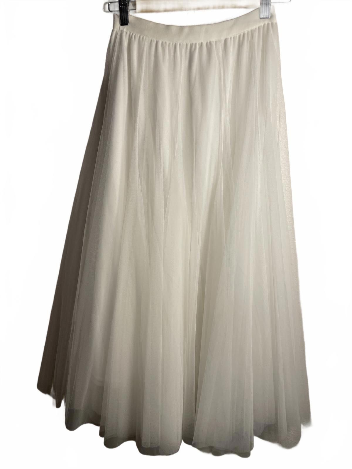 Unknown London Tulle Maxi Skirt Women's Size Small White Pleated Whimsy Size 28" / US 6 / IT 42 - 5 Thumbnail