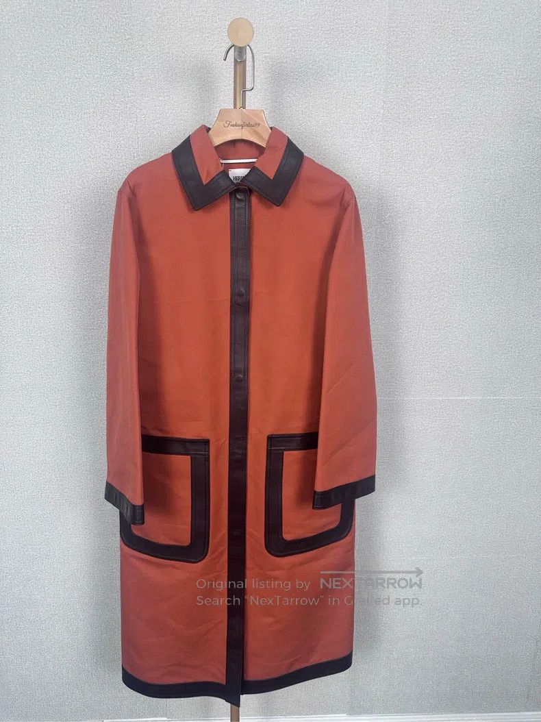 Hermes Hermes Orange Leather Long Coat Size XS / US 0-2 / IT 36-38 - 1 Thumbnail