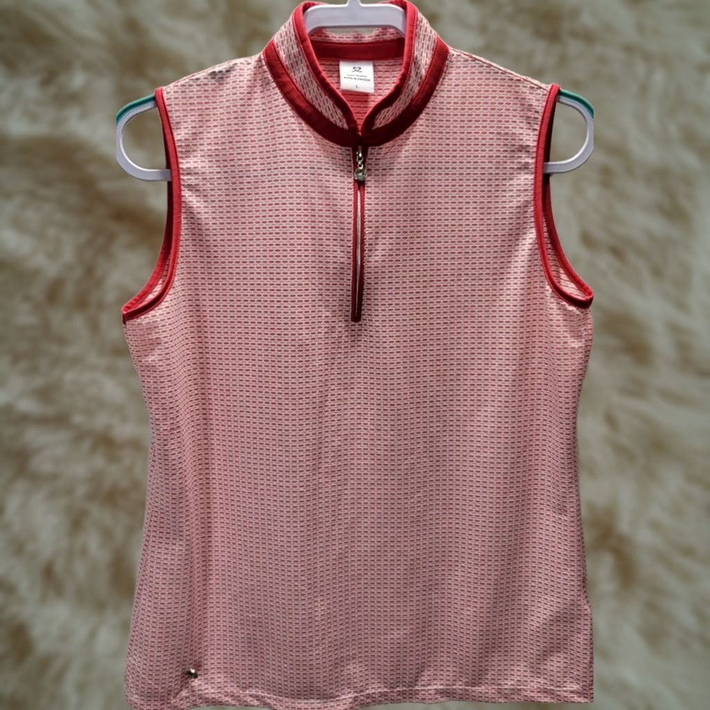 Vintage Daily Sports Womens Tank 1/4 Zip Red Figure Polyester Blend Sz L Athletic Activewear Shirt Size L / US 10 / IT 46 - 1 Thumbnail