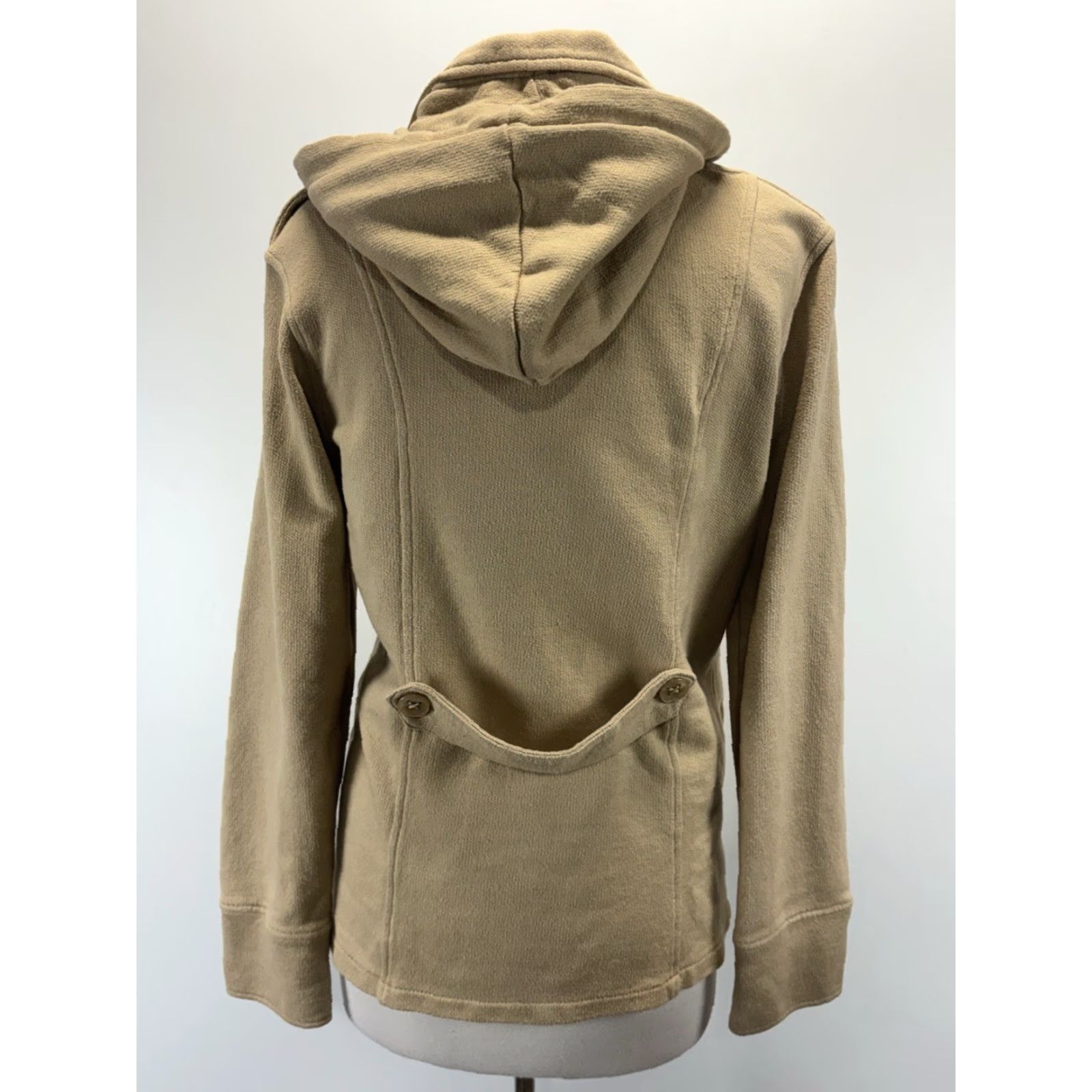 Doublet J Peterman Women M Tan Double Breasted Jacket Pea Coat Removable Hood Cotton Size M / US 6-8 / IT 42-44 - 3 Thumbnail