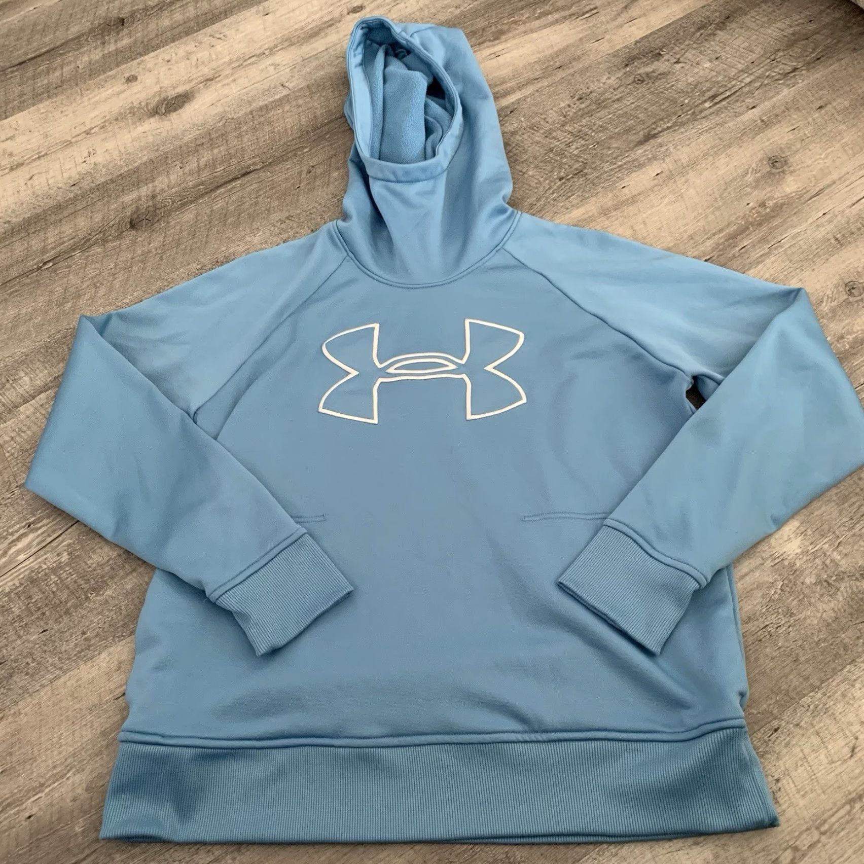Under Armour Under Armour Hooded Pullover Womens L Blue Logo Hoodie Athletic Activewear SweatshirtPullover Fleece 100% Polyester Size L / US 10 / IT 46 - 3 Thumbnail