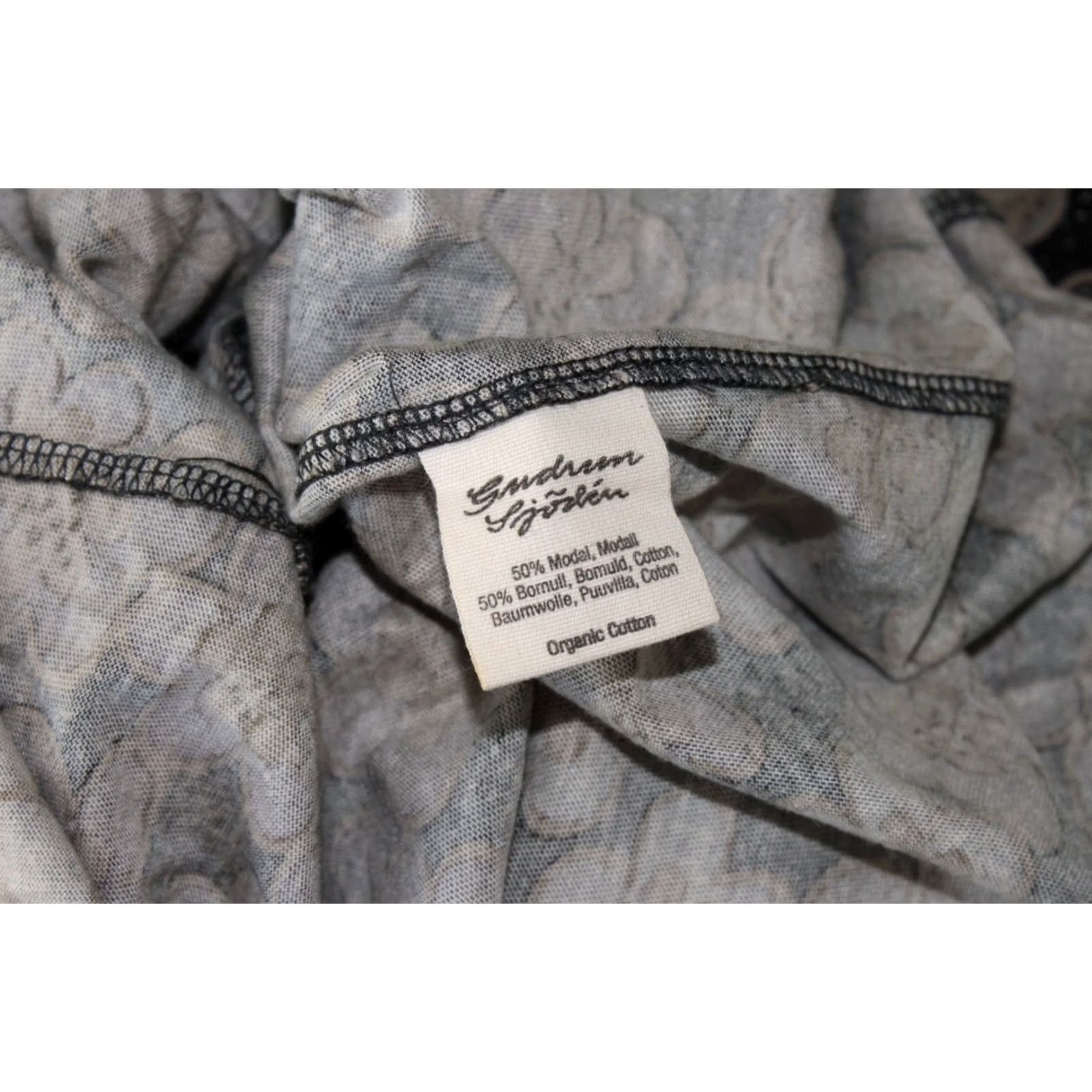 Vintage Gudrun Sjoden Floral Dress Womens L A-Line Midi Grey Dress Length 109 cm Sleeves 48 cm Size L / US 10 / IT 46 - 7 Thumbnail