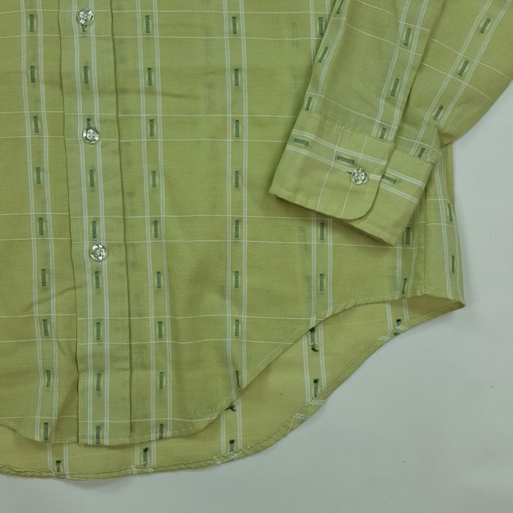 JCPenney VINTAGE JCPenney Green Plaid Check Men's Large Button-Up Shirt Size US L / EU 52-54 / 3 - 3 Thumbnail