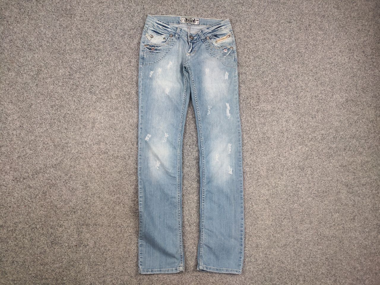 John Galliano Vintage John Galliano Y2K Style Metal Logo Faded Denim Jeans Size US 29 - 2 Thumbnail