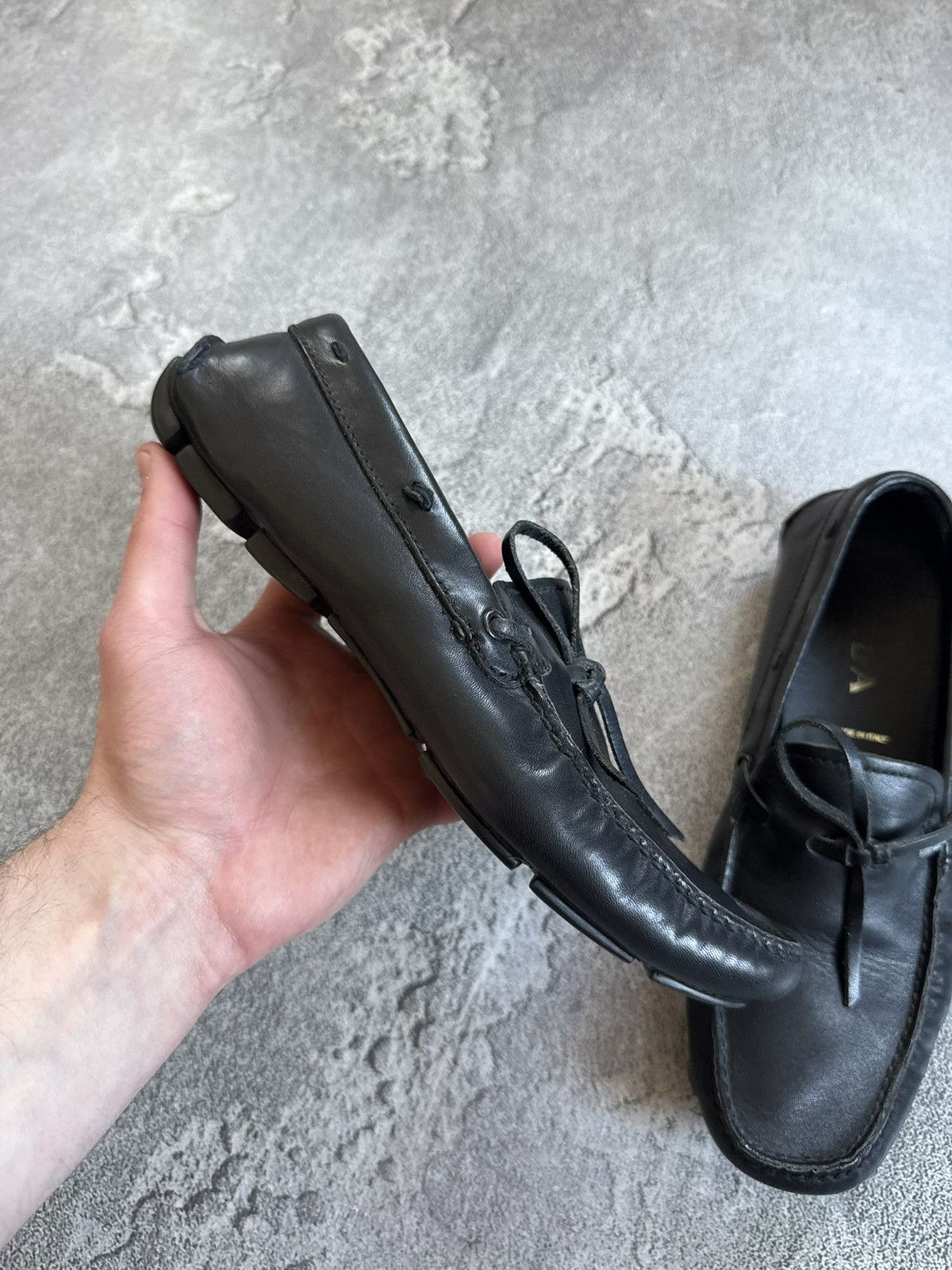 Prada Prada retro black leather low top shoes loafers casual Size US 5.5 / IT 35.5 - 3 Thumbnail