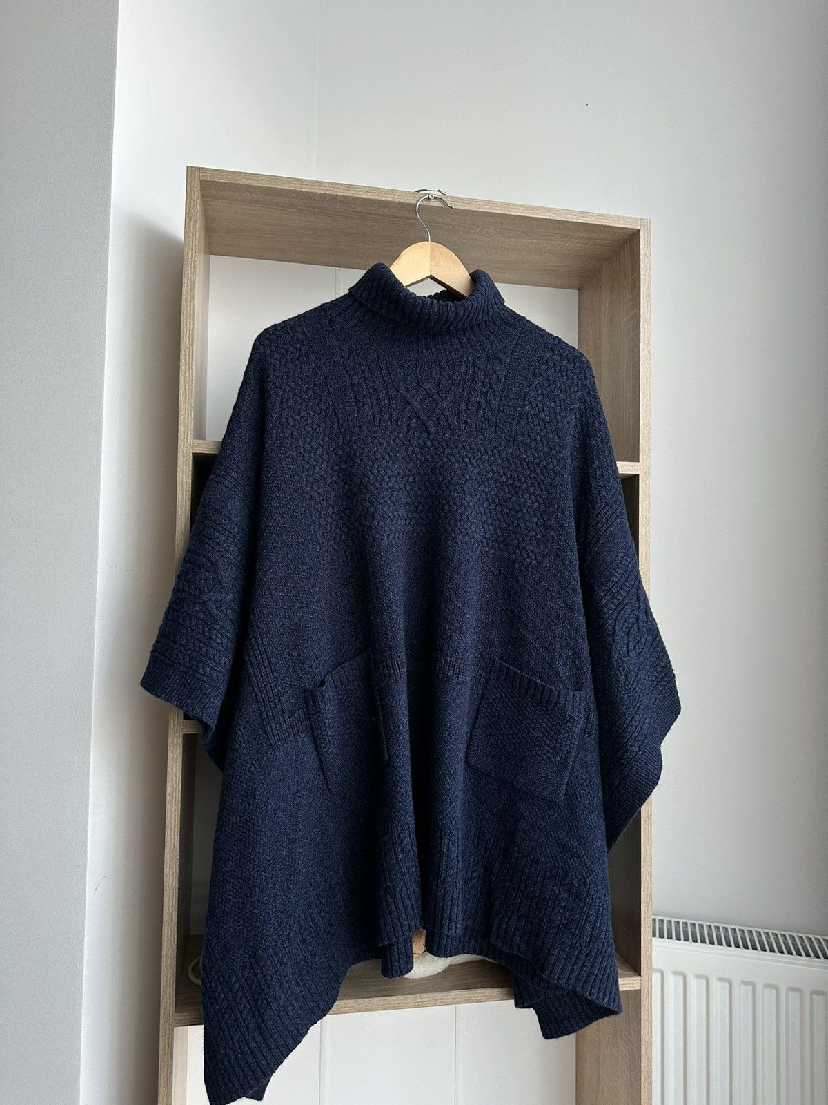 image of Double Rl Poncho Polo Ralph Laurent Cashmere Wool Sweater Prl in Blue, Men's (Size Medium)