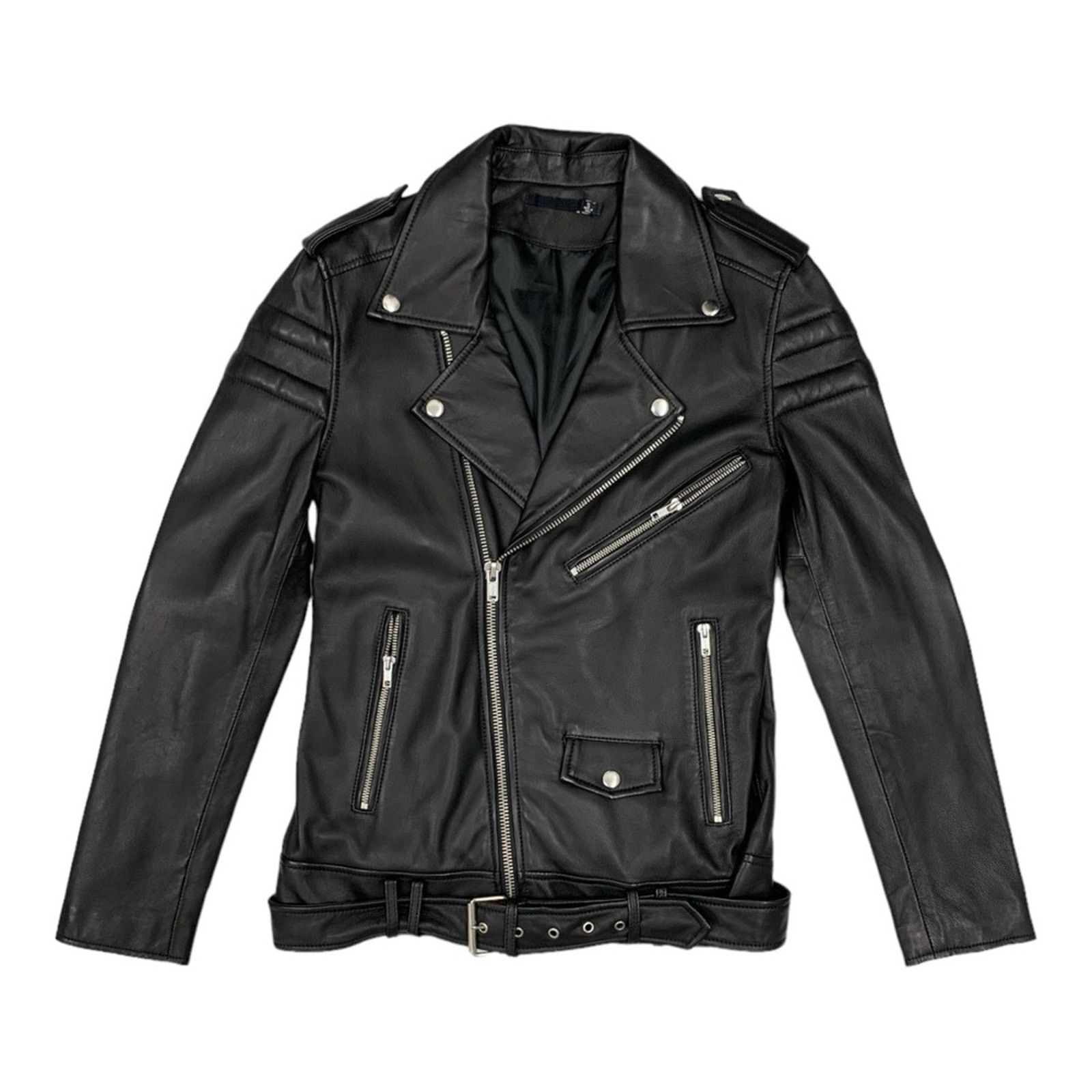 Blk Dnm BLK DNM Women Slim Fit Black Leather Biker Jacket Size Small Size S / US 4 / IT 40 - 4 Thumbnail