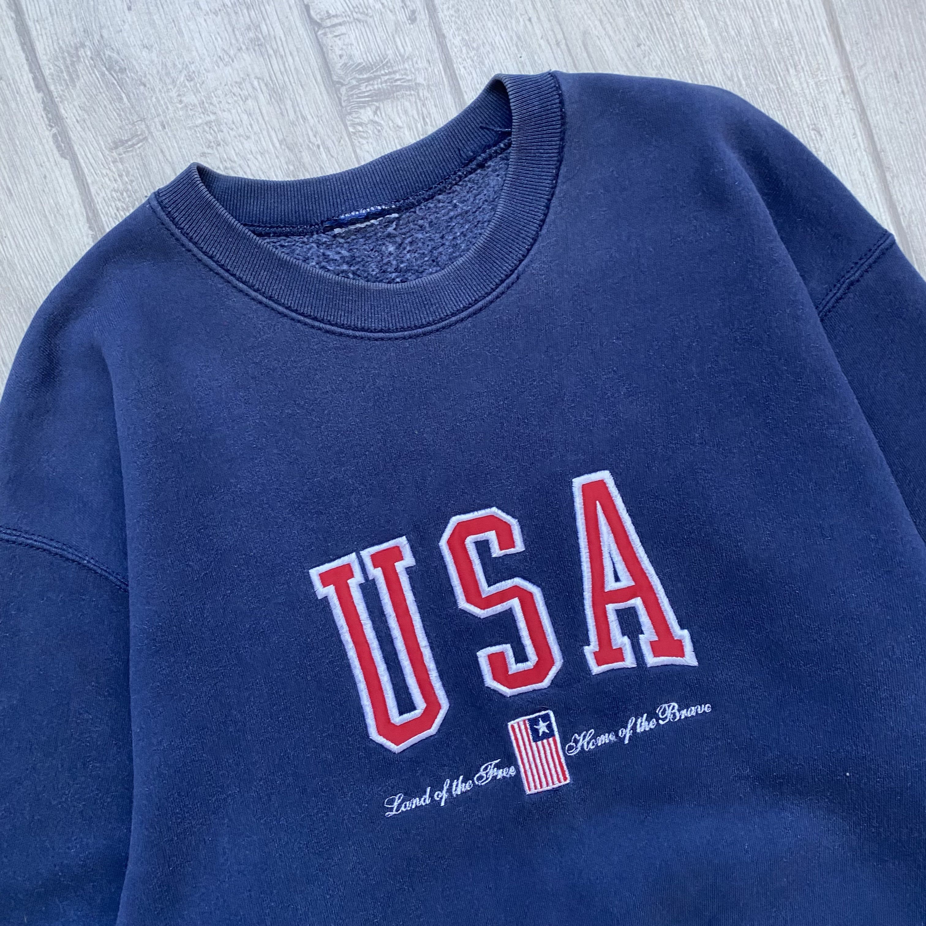 USA Olympics 🇺🇸 Vintage 90s USA University Logo Boxy Sweatshirt Size US S / EU 44-46 / 1 - 3 Thumbnail