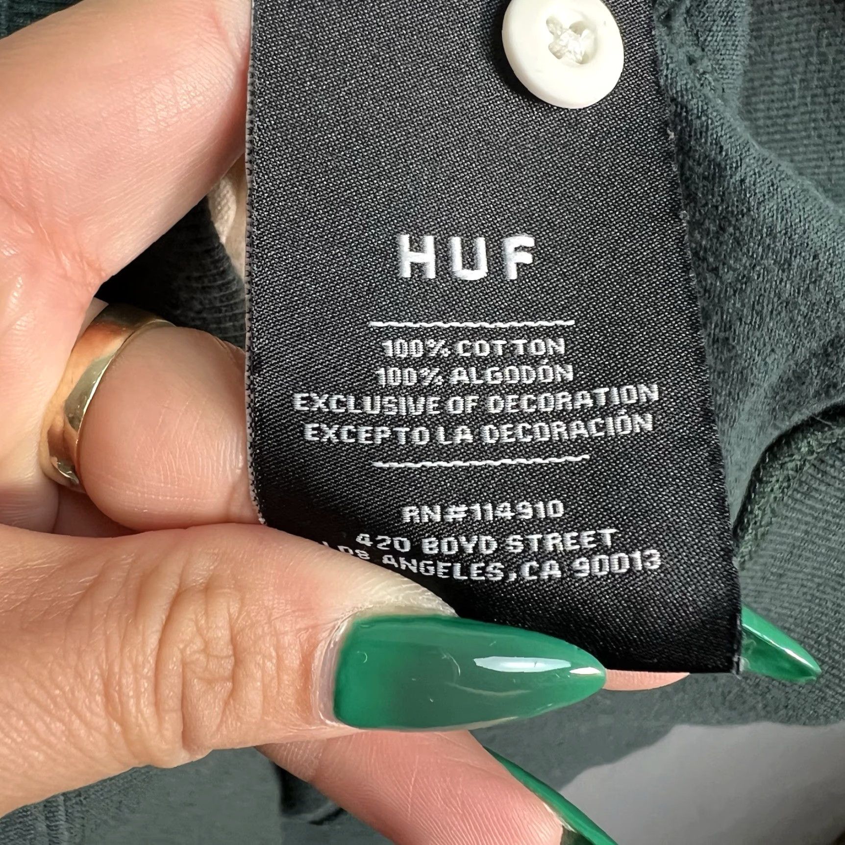 Huf VINTAGE HUF Polo Shirt Rugby Hooded L/S - Hayes Rugby - Sycamore Green White Large Mens Size US L / EU 52-54 / 3 - 6 Thumbnail