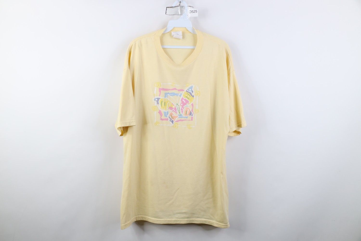 Vintage Vintage 90s Streetwear Babydoll Butterfly Art T-Shirt Yellow Size XL / US 12-14 / IT 48-50 - 1 Thumbnail