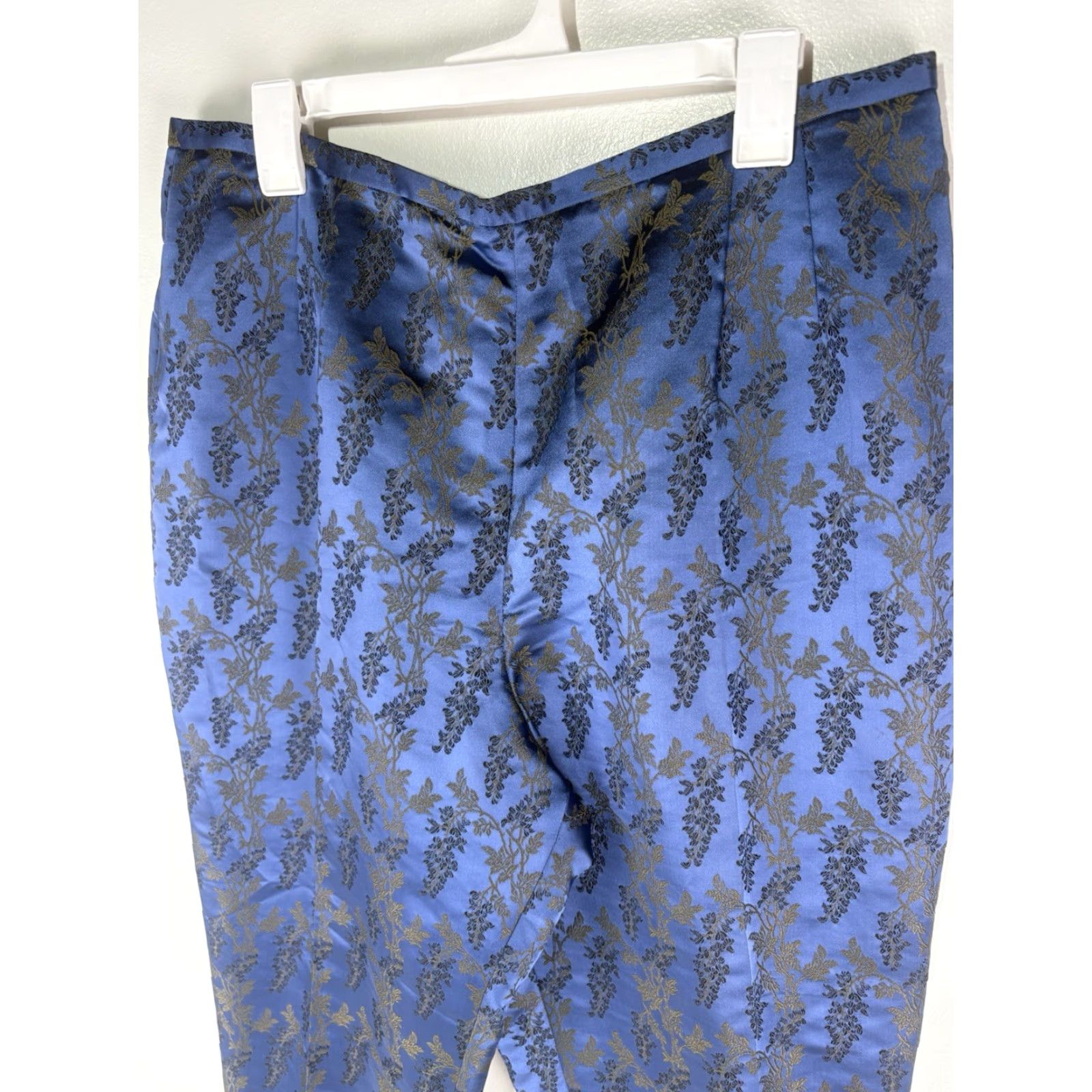 Vintage Susan Bristol Blue W-Gld/Blk Designs Dress Pants Womens Size 18 Size 40" / US 18 - 2 Thumbnail