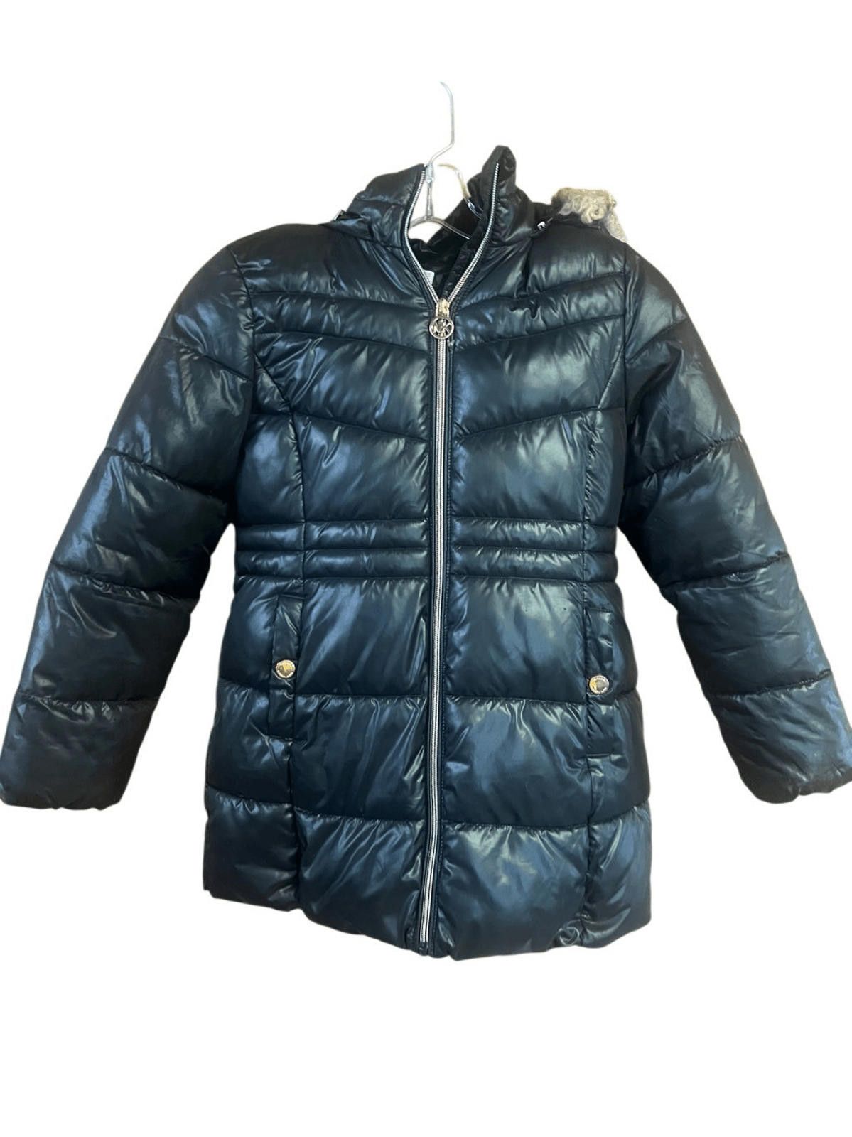 Michael Kors Michael Kors Girls Puffer Hooded Jacket Sz 7-8 Black Size ONE SIZE - 1 Thumbnail