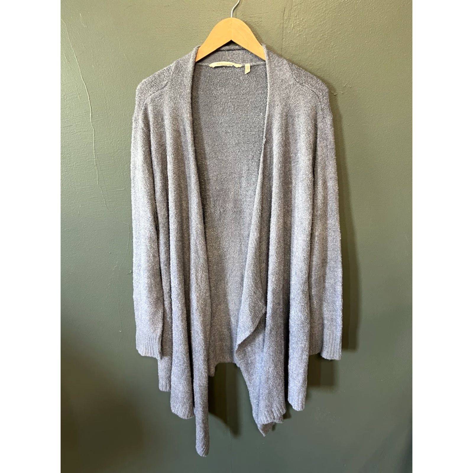 Soft Surroundings Soft Surroundings Cardigan Womens OSFA Gray Open Front Knit Sweatshirt Size ONE SIZE - 2 Thumbnail