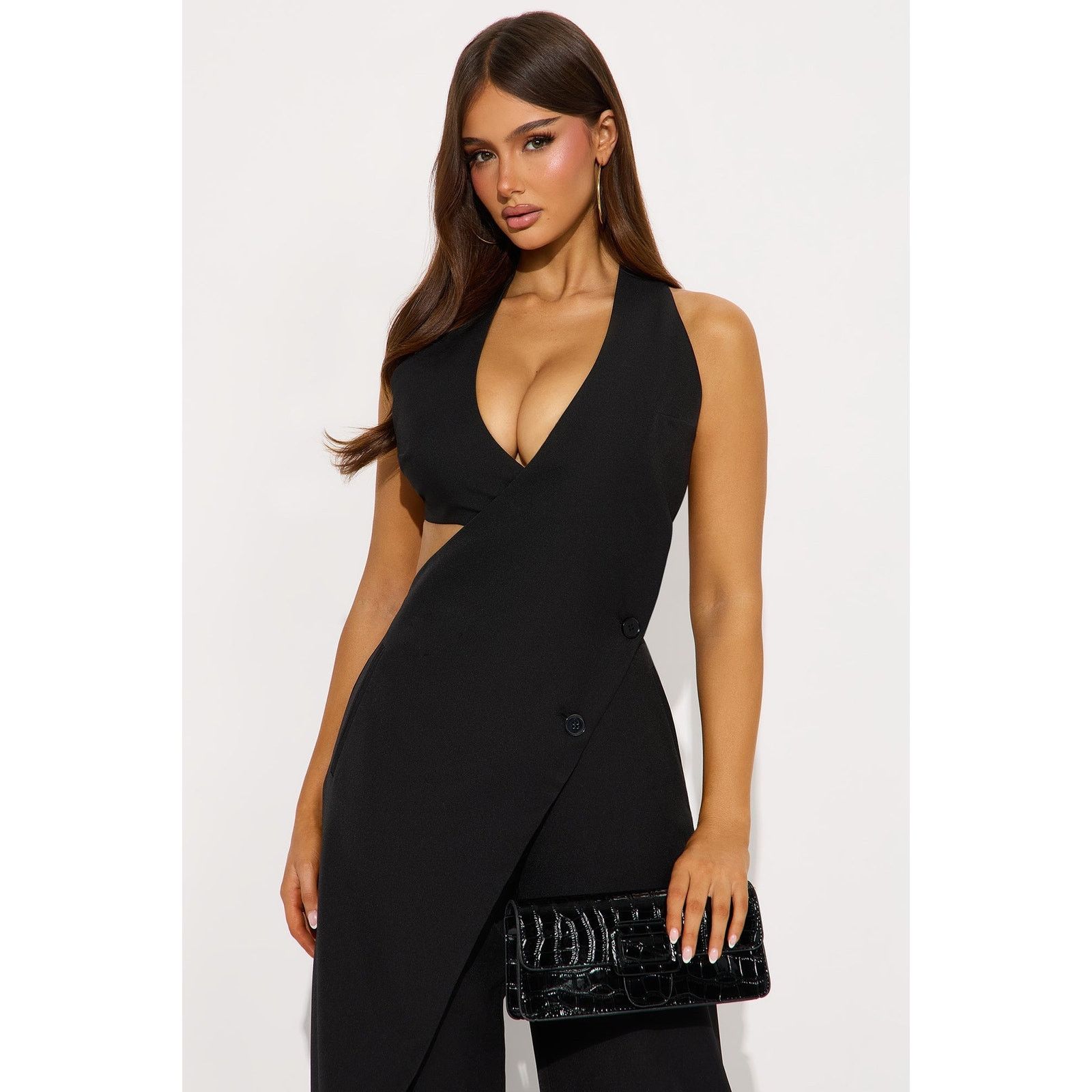 Other Clarise Halter Jumpsuit - Black - Size M Size 22" - 2 Thumbnail