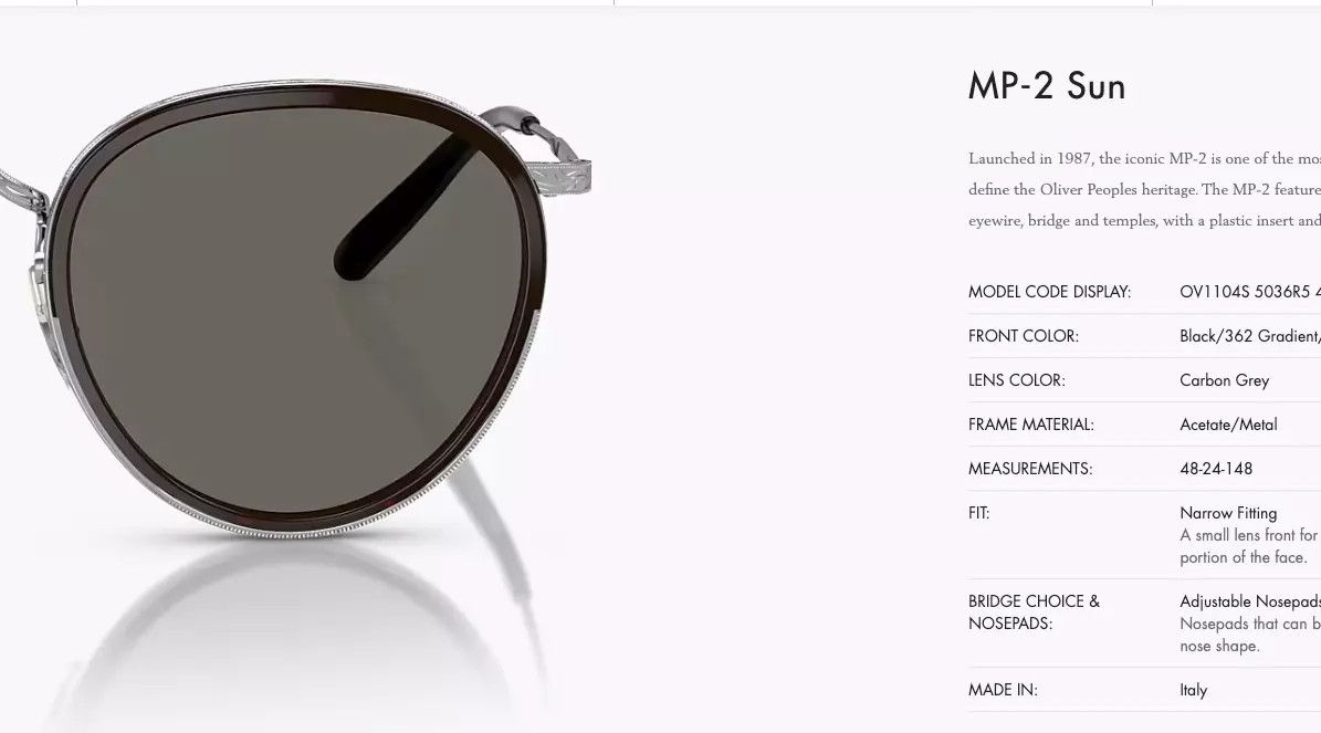 Oliver Peoples OLIVER PEOPLES MP-2 SUN 48MM Size ONE SIZE - 8 Thumbnail