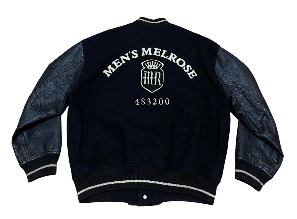 image of Varsity Jacket x Vintage Design Vintage Brand Men Melrose Leather Varsity 1990S in Black (Size Medi